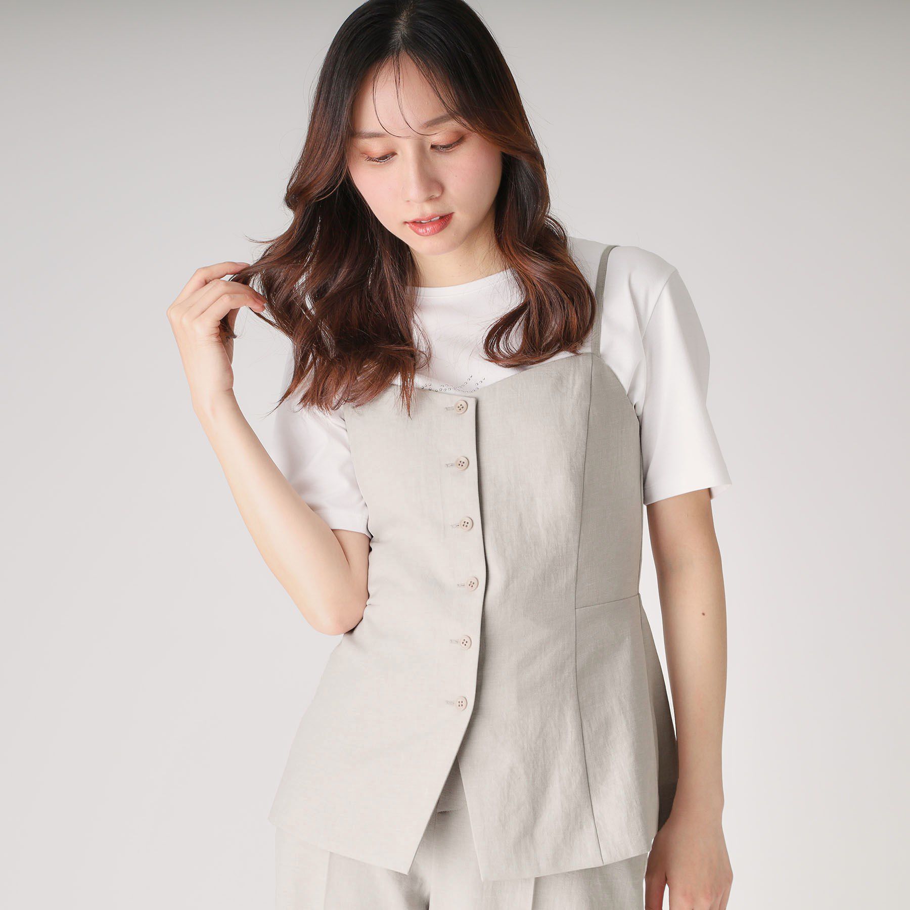 COUP DE CHANCE「【洗える／日本製】ビスチエ」|キャミソール|グレージュ(050)