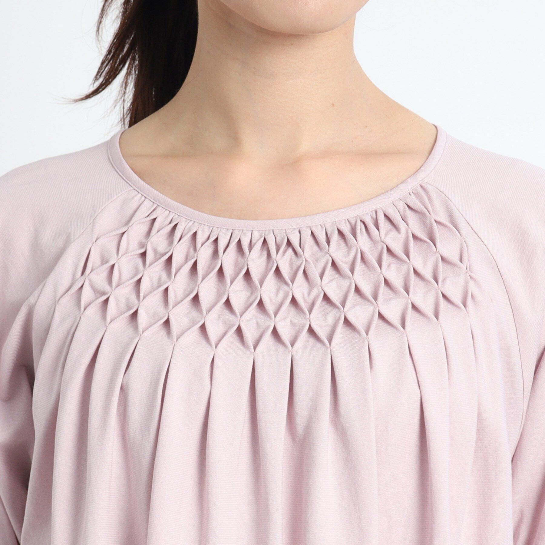 Reflect「【SALE／接触冷感／洗える】スモッキング刺繍ジャージブラウス」|Tシャツ・カットソー|