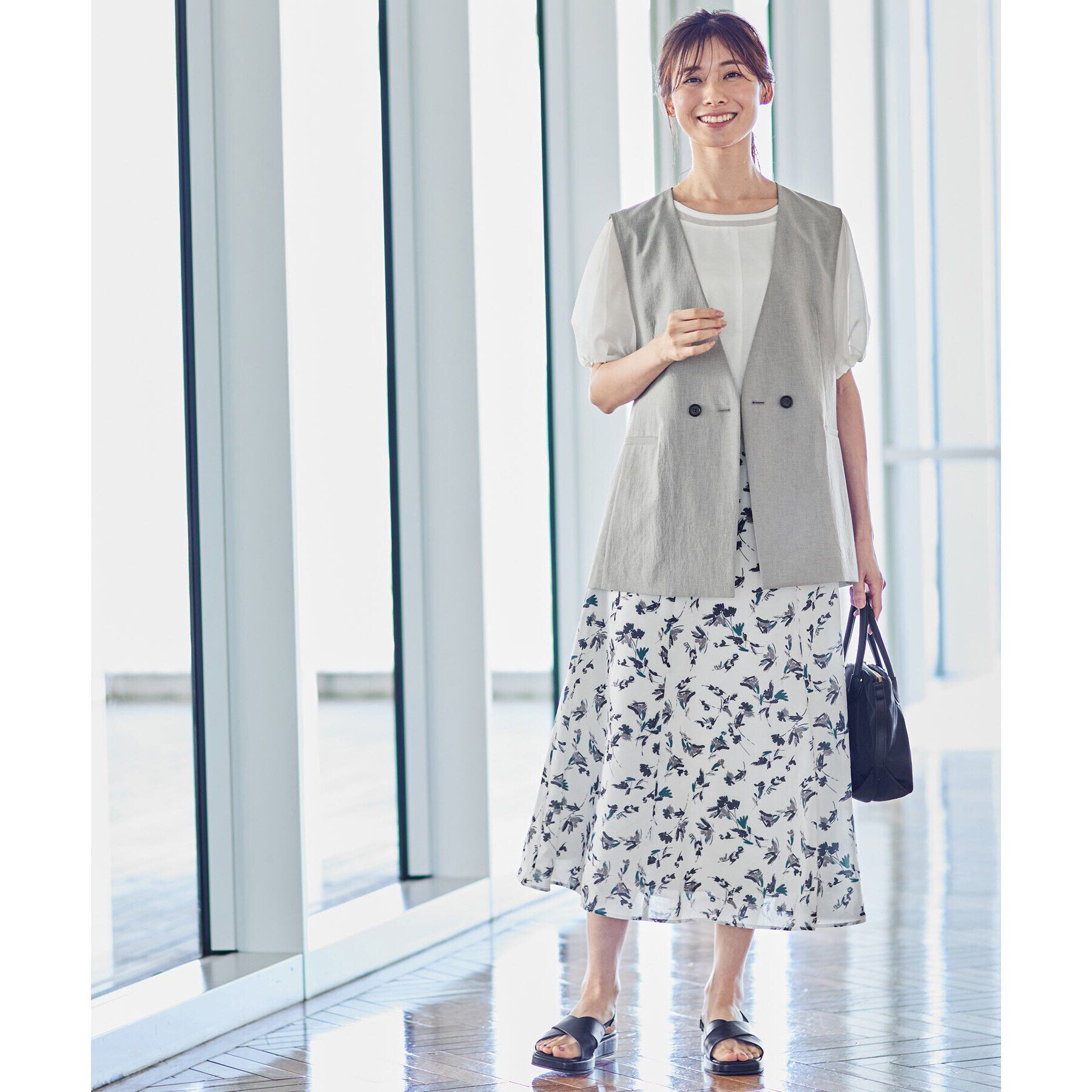 Reflect「【マシンウォッシュ可】フラワー柄フレアスカート」|スカート|