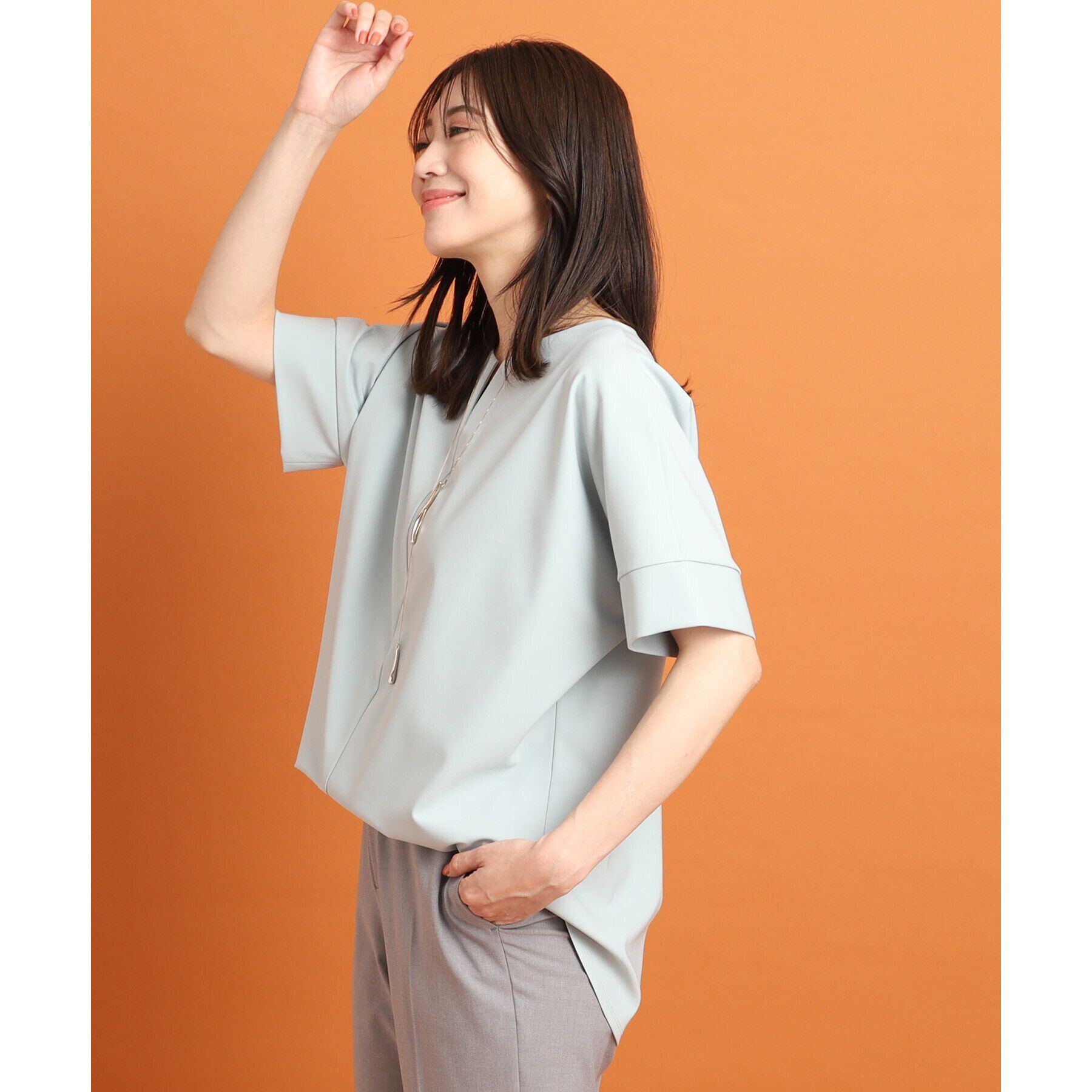 Reflect「【SALE／UVカット／接触冷感／マシンウォッシュ可】スキッパーネックブラウス」|Tシャツ・カットソー|