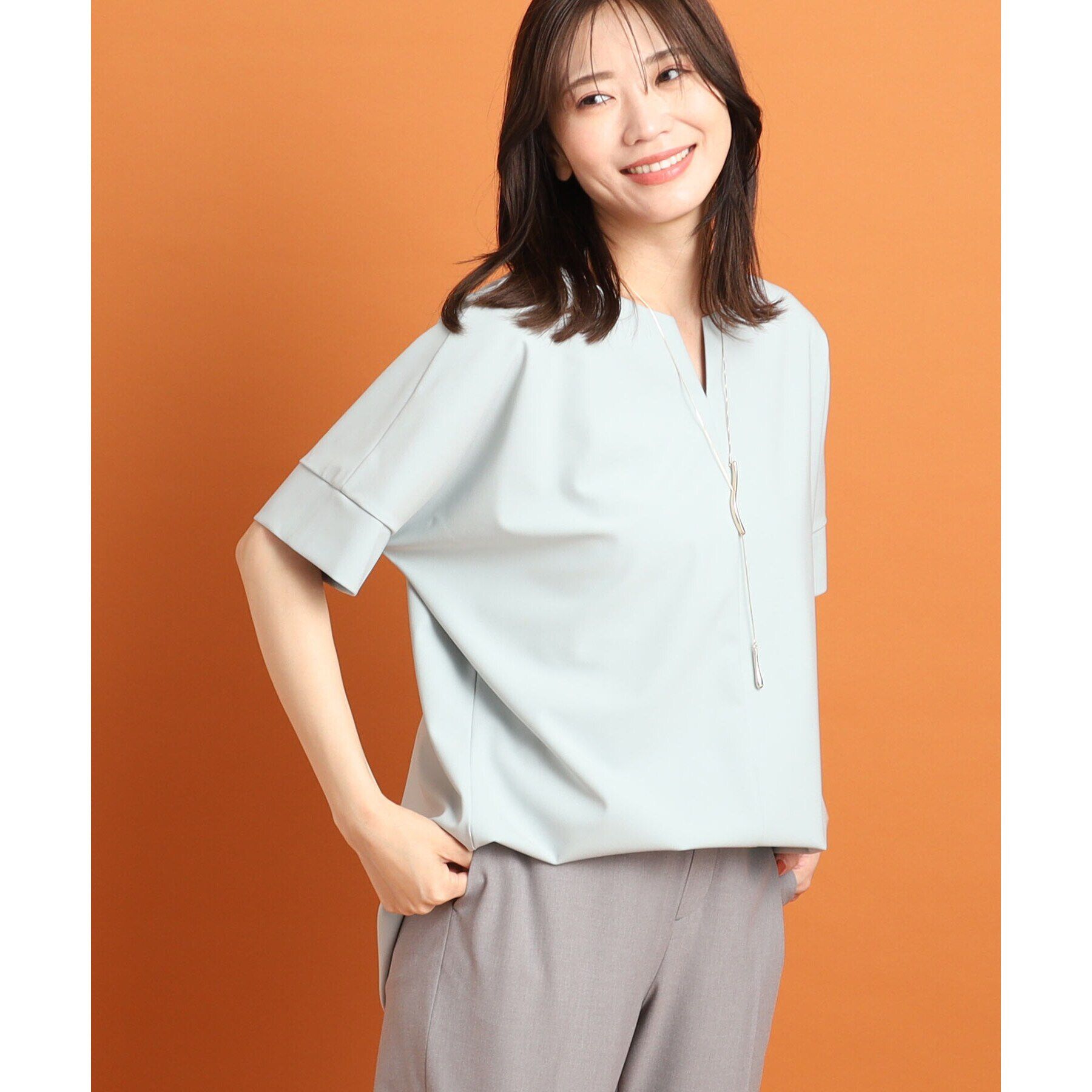 Reflect「【SALE／UVカット／接触冷感／マシンウォッシュ可】スキッパーネックブラウス」|Tシャツ・カットソー|