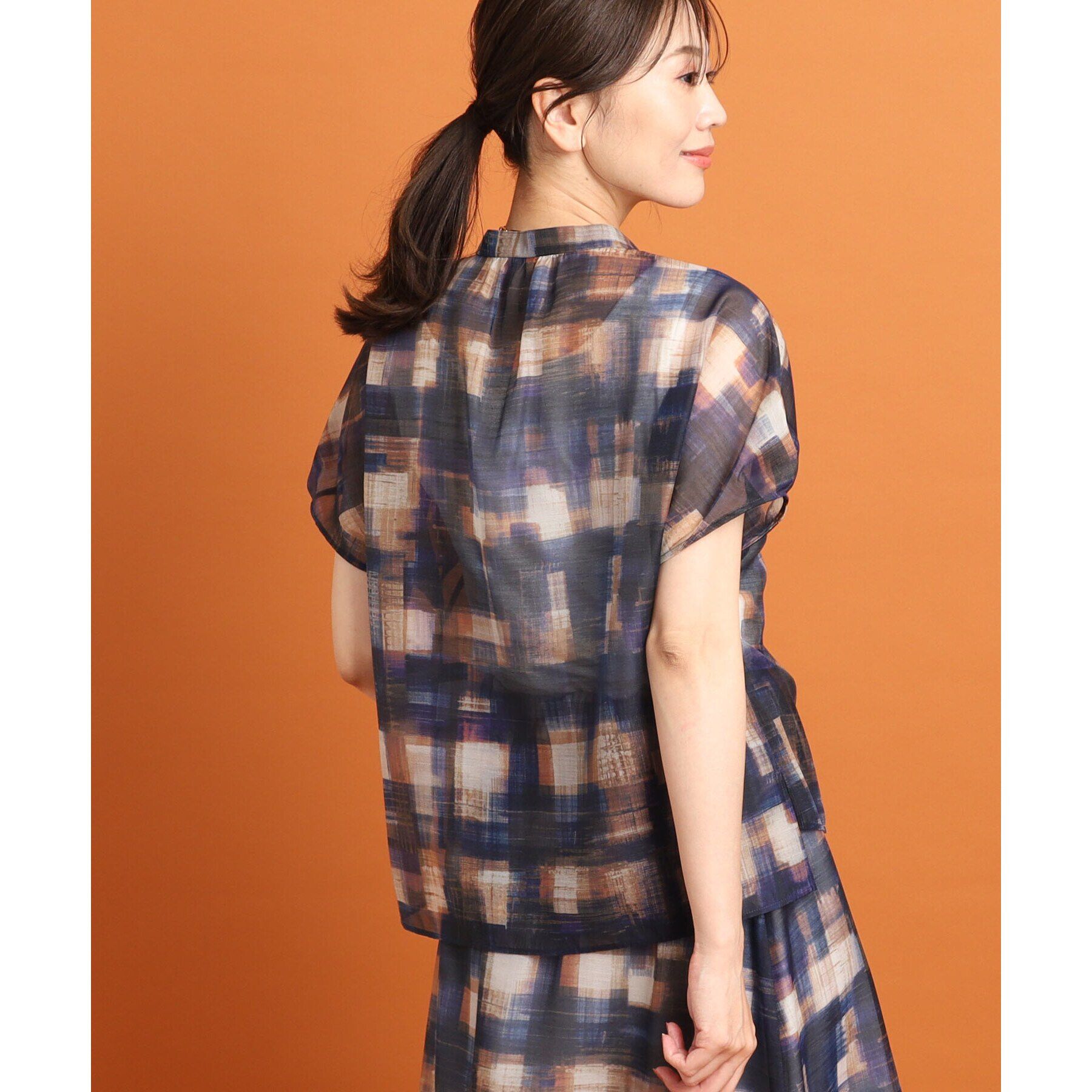 Reflect「【マシンウォッシュ可／セットアップ可能】シアーチェックブラウス」|シャツ・ブラウス|