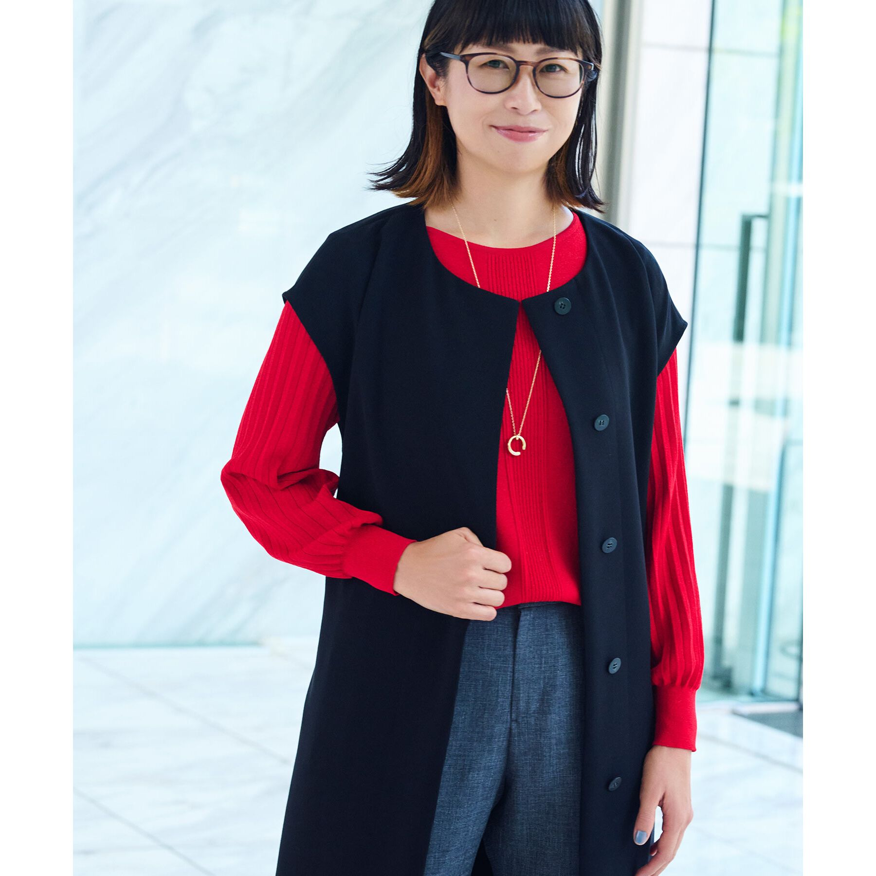 Reflect「【大人気ニットに新色登場！マイカラニット+／細見え／WEB限定カラーあり／マシンウォッシュ可／選べる」|ニット・セーター|