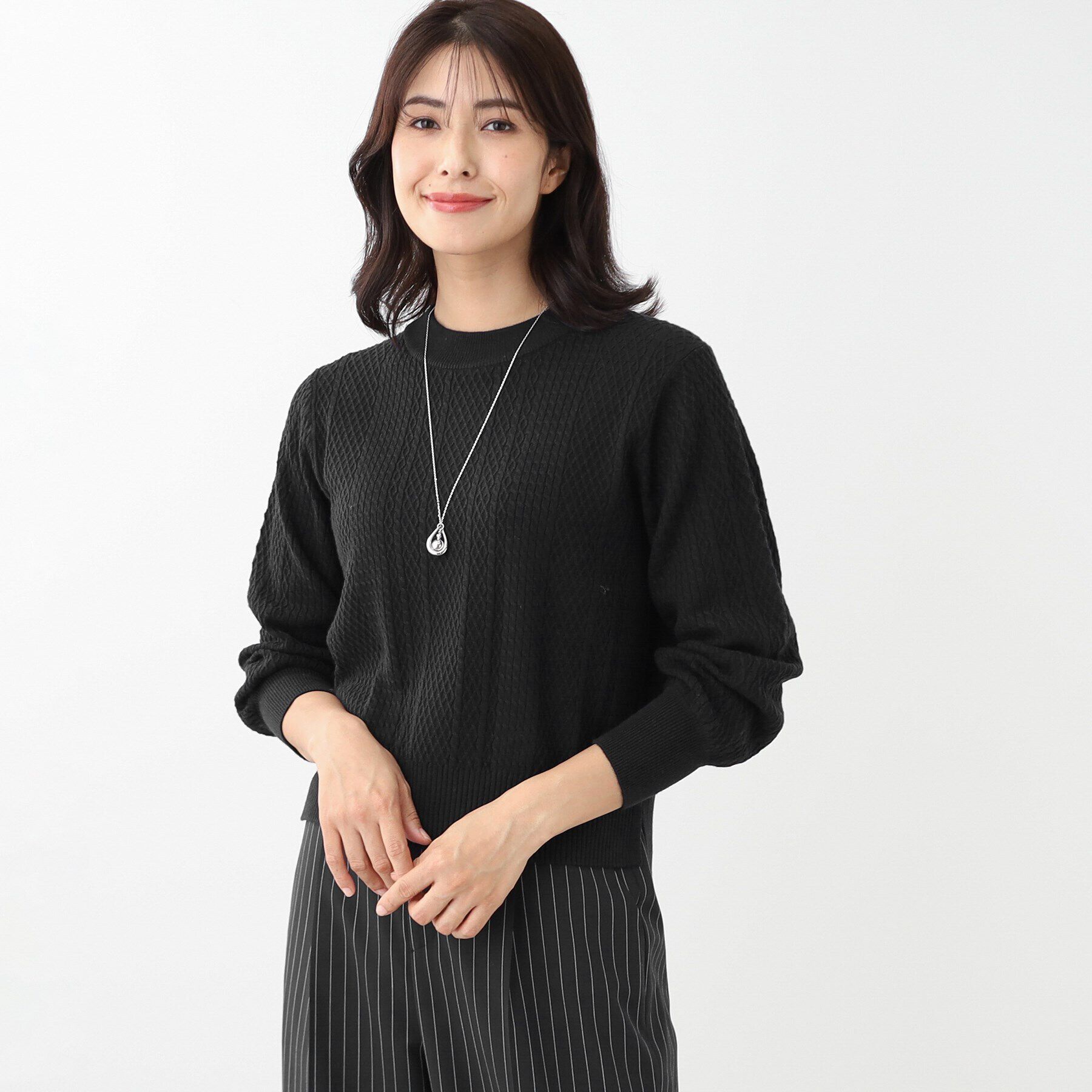 Reflect「【WEB限定カラーあり／洗える／セットアップ可】総柄ケーブルニット」|ニット・セーター|