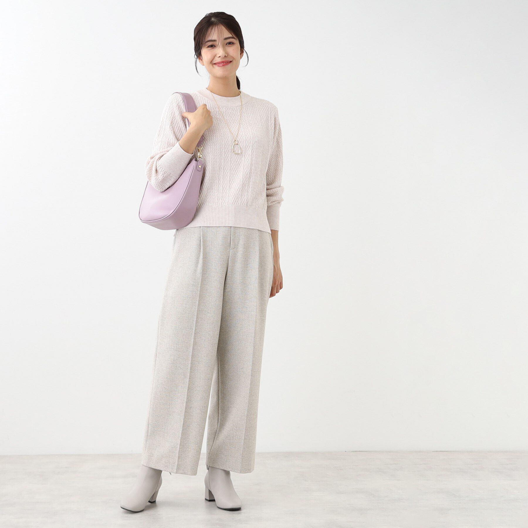 Reflect「【WEB限定カラーあり／洗える／セットアップ可】総柄ケーブルニット」|ニット・セーター|