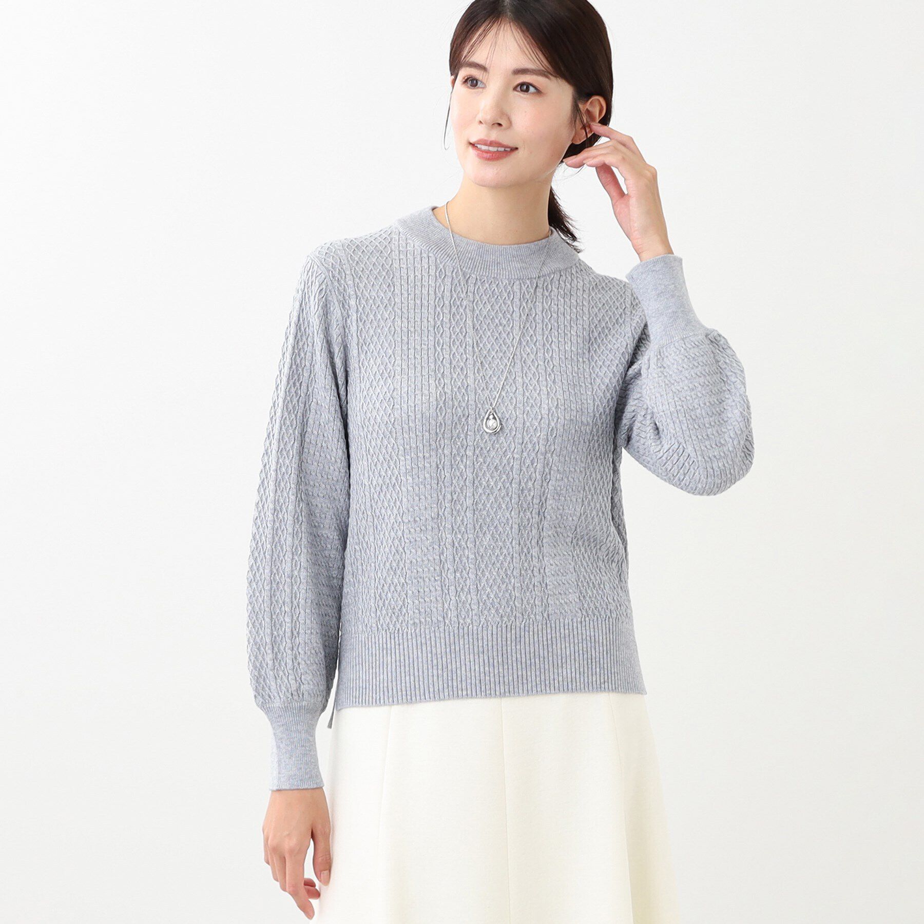 Reflect「【WEB限定カラーあり／洗える／セットアップ可】総柄ケーブルニット」|ニット・セーター|