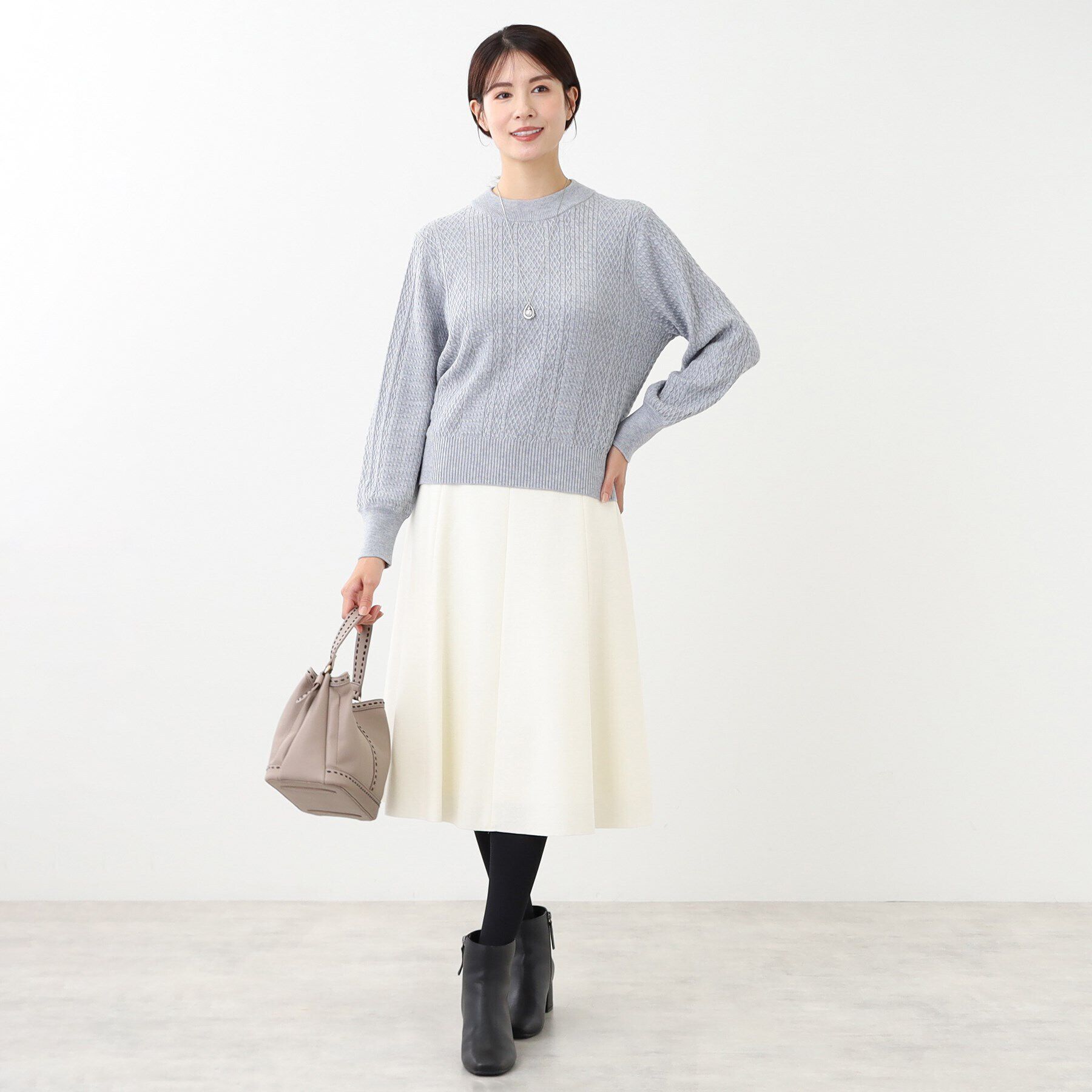 Reflect「【WEB限定カラーあり／洗える／セットアップ可】総柄ケーブルニット」|ニット・セーター|