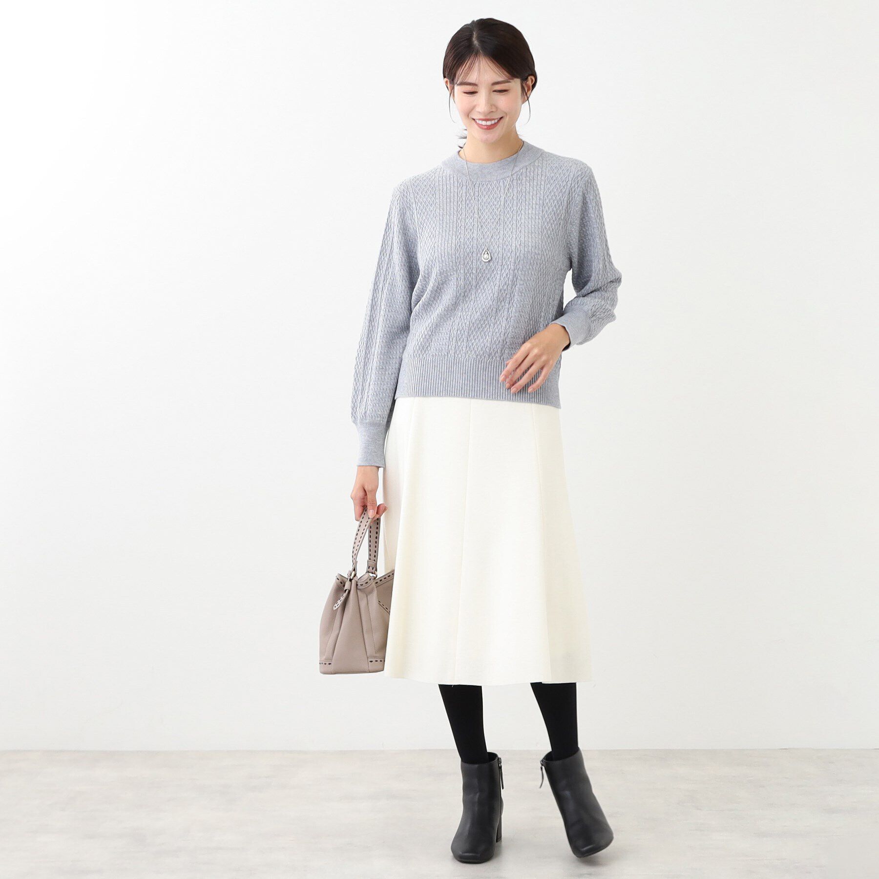 Reflect「【WEB限定カラーあり／洗える／セットアップ可】総柄ケーブルニット」|ニット・セーター|