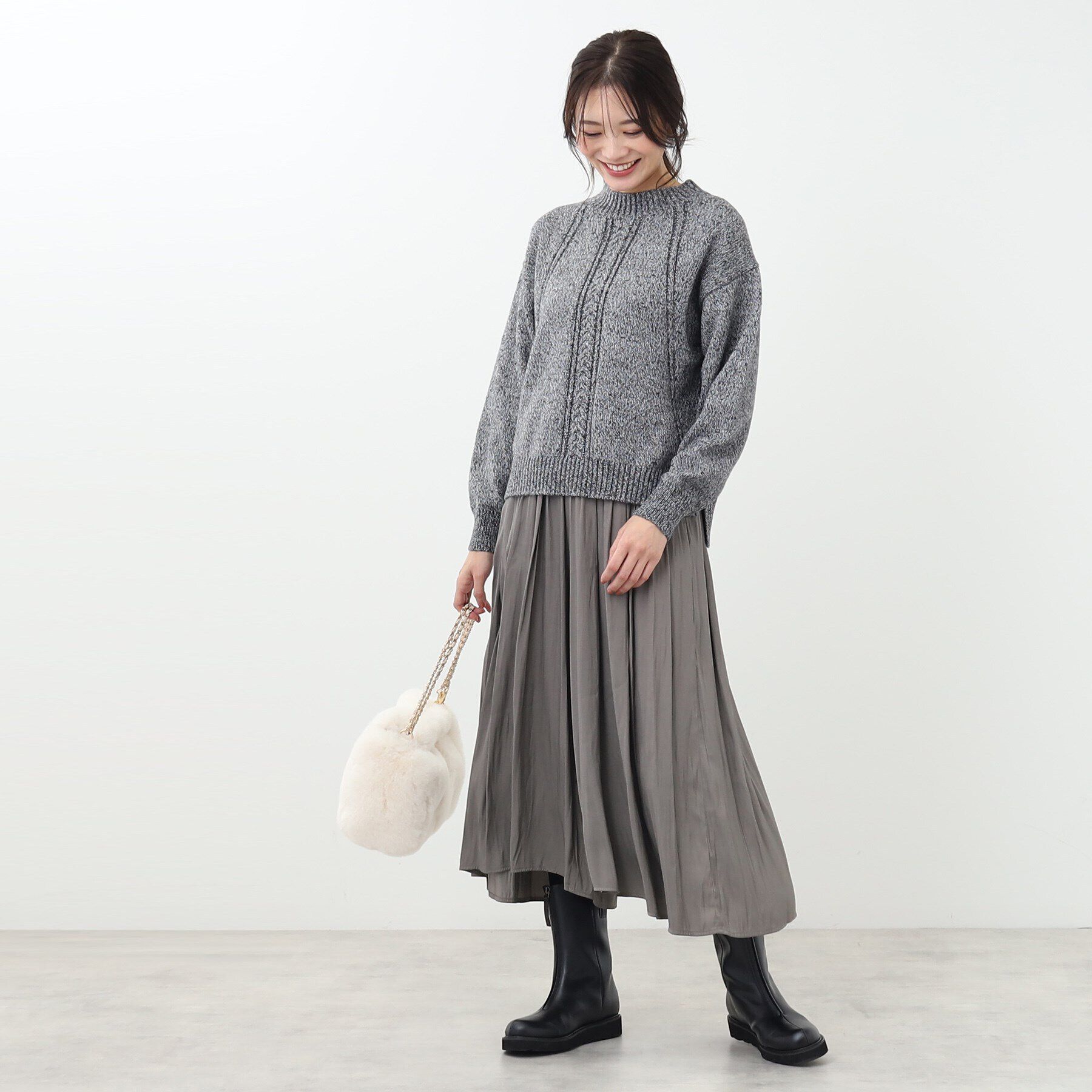 Reflect「【E‐QUALITY／手洗い可】ケーブル柄ミックスカラーニット」|ニット・セーター|