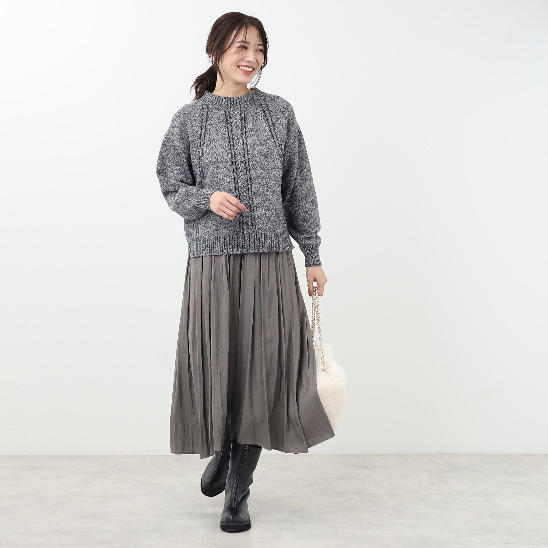 Reflect「【E‐QUALITY／手洗い可】ケーブル柄ミックスカラーニット」|ニット・セーター|