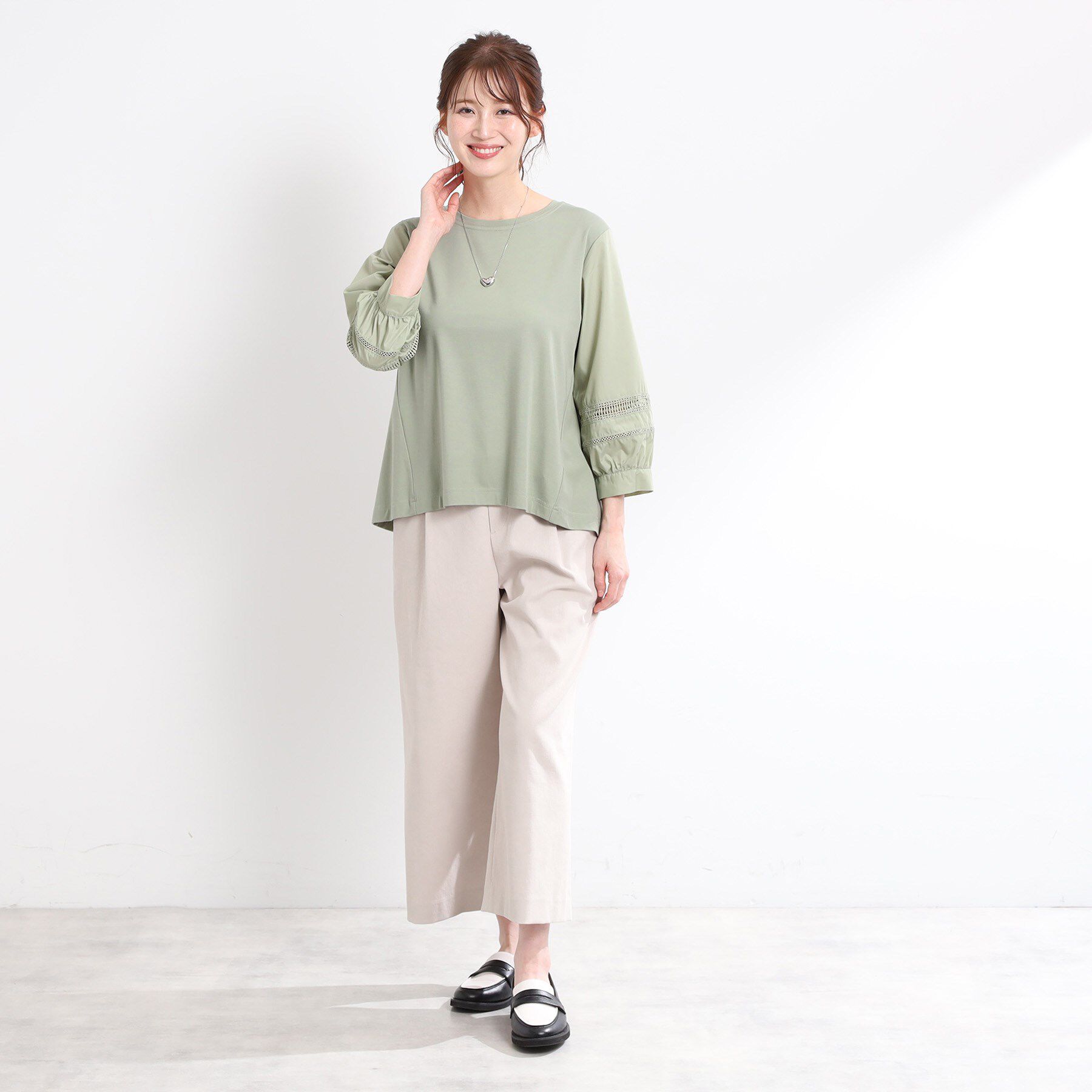 Reflect「【夏SALE／E‐QUALITY／手洗い可】レーススリーブブラウス」|Tシャツ・カットソー|