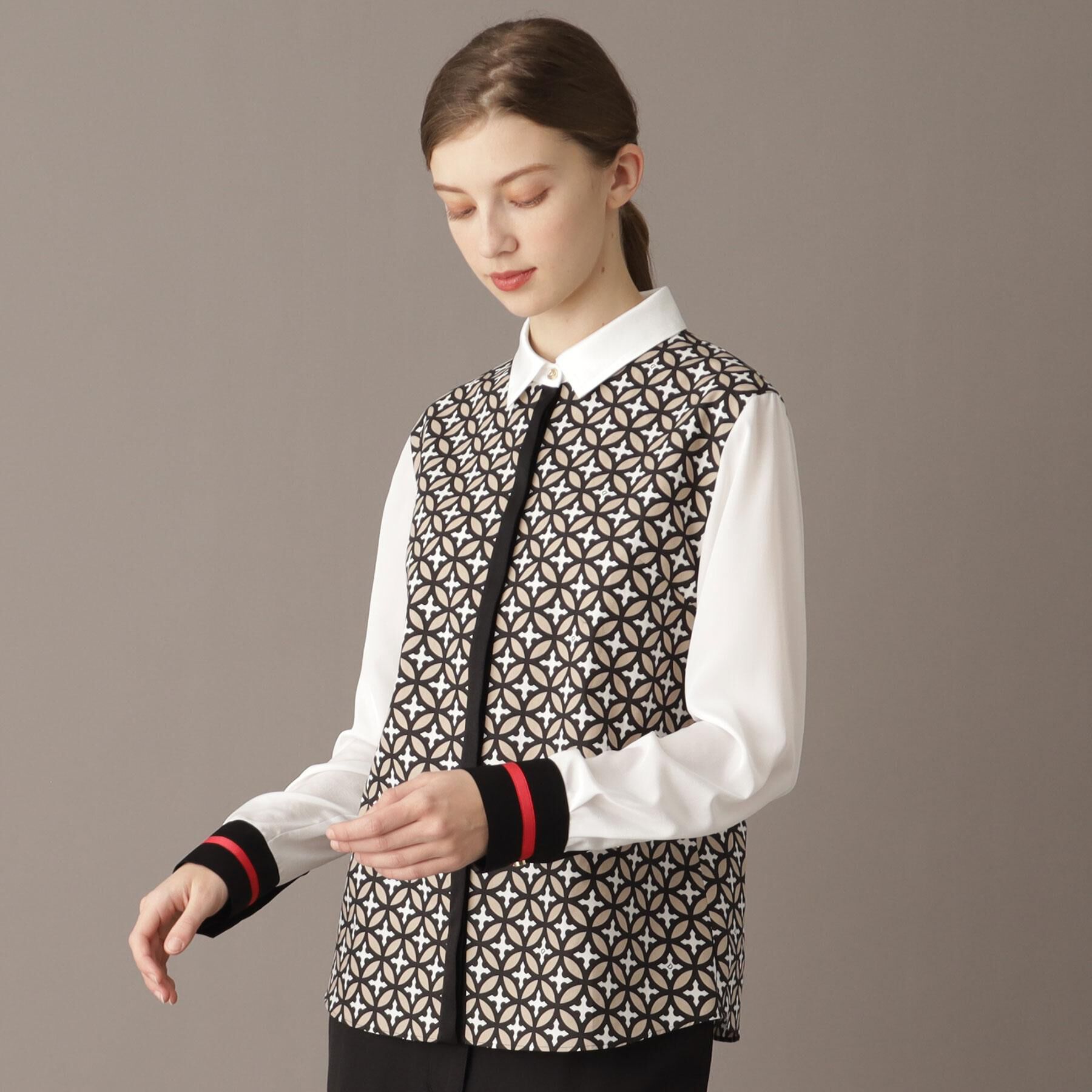 DRESSTERIOR「【美人百花/モデル美香着用】オーバーラップサークルコンビシャツ」|シャツ・ブラウス|