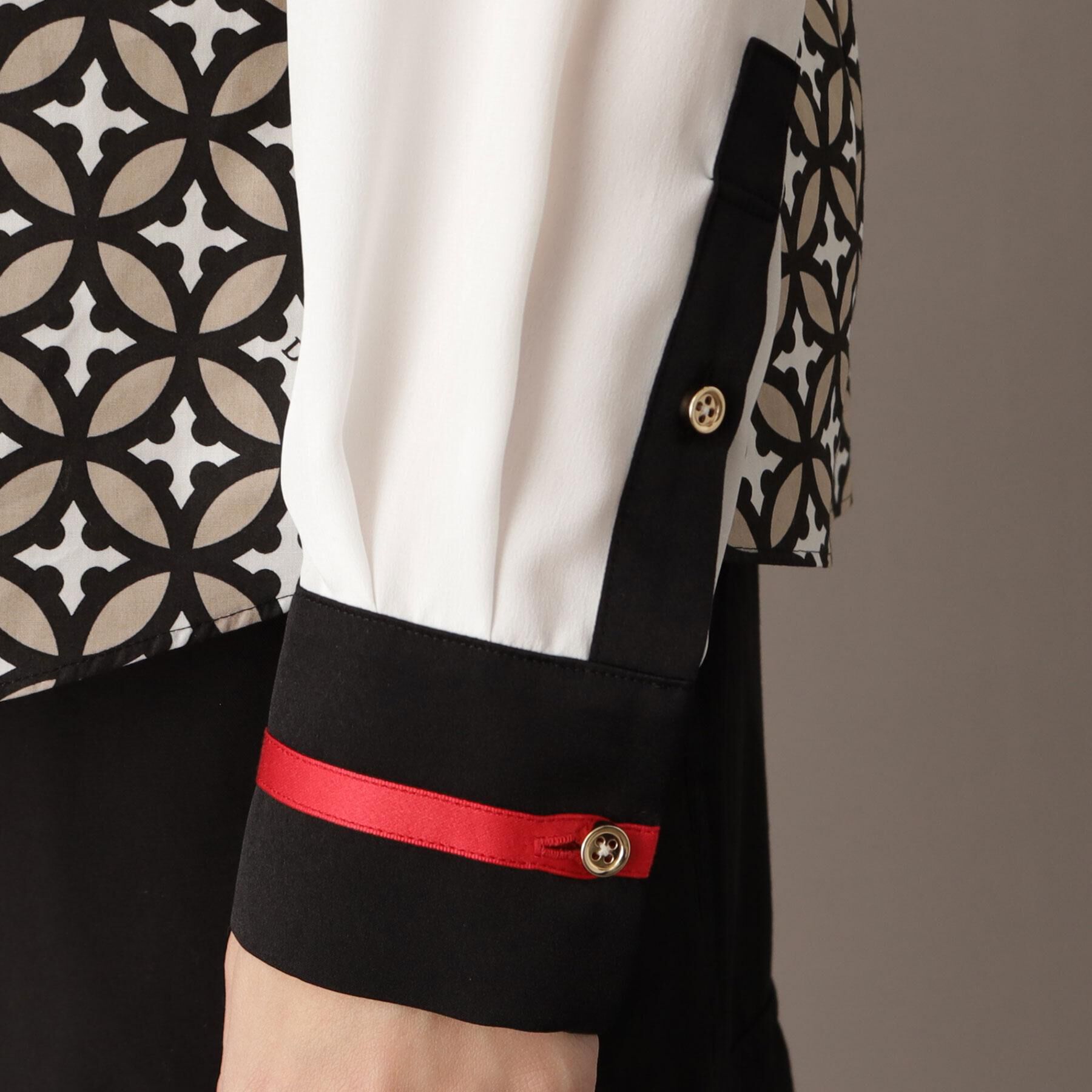 DRESSTERIOR「【美人百花/モデル美香着用】オーバーラップサークルコンビシャツ」|シャツ・ブラウス|