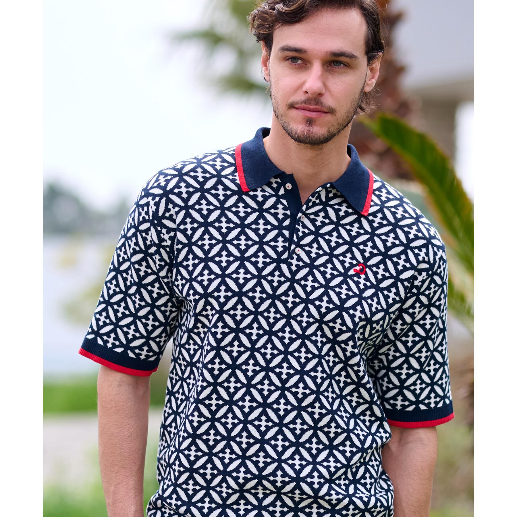 DRESSTERIOR「【Safari5月号掲載】オーバーラップサークル ジャカード ニットポロ」|ニット・セーター|