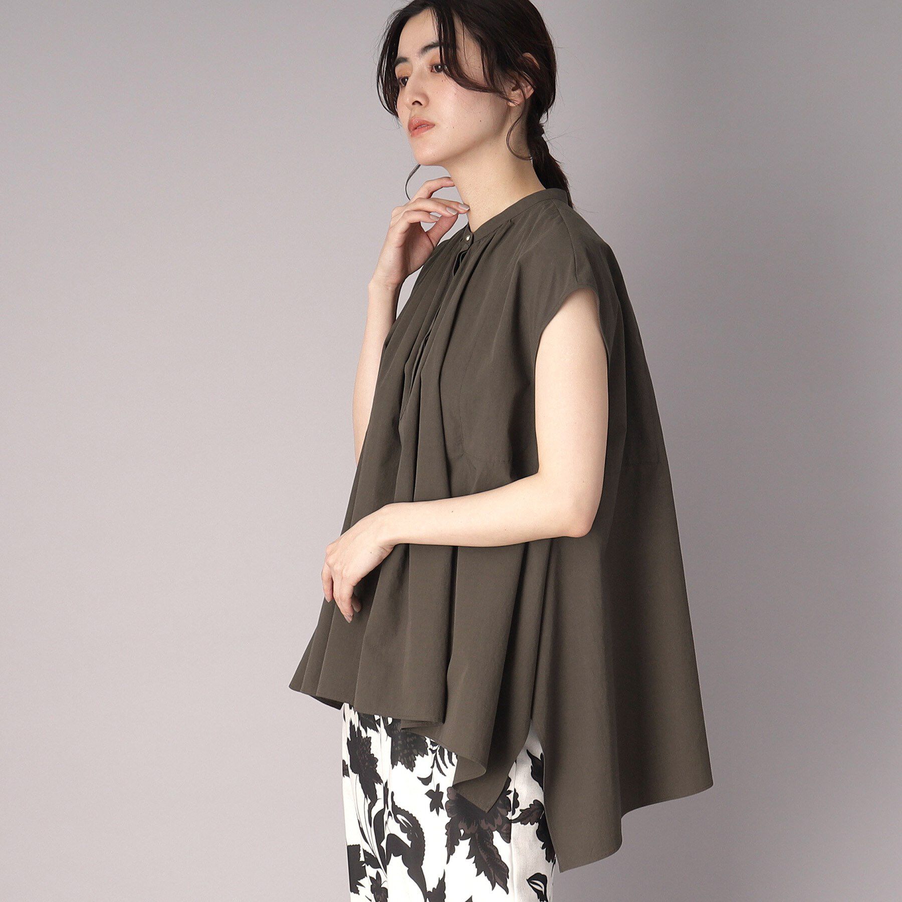 DRESSTERIOR「【コットン100％/洗える】フレンチスリーブイレギュラーヘムブラウス」|シャツ・ブラウス|