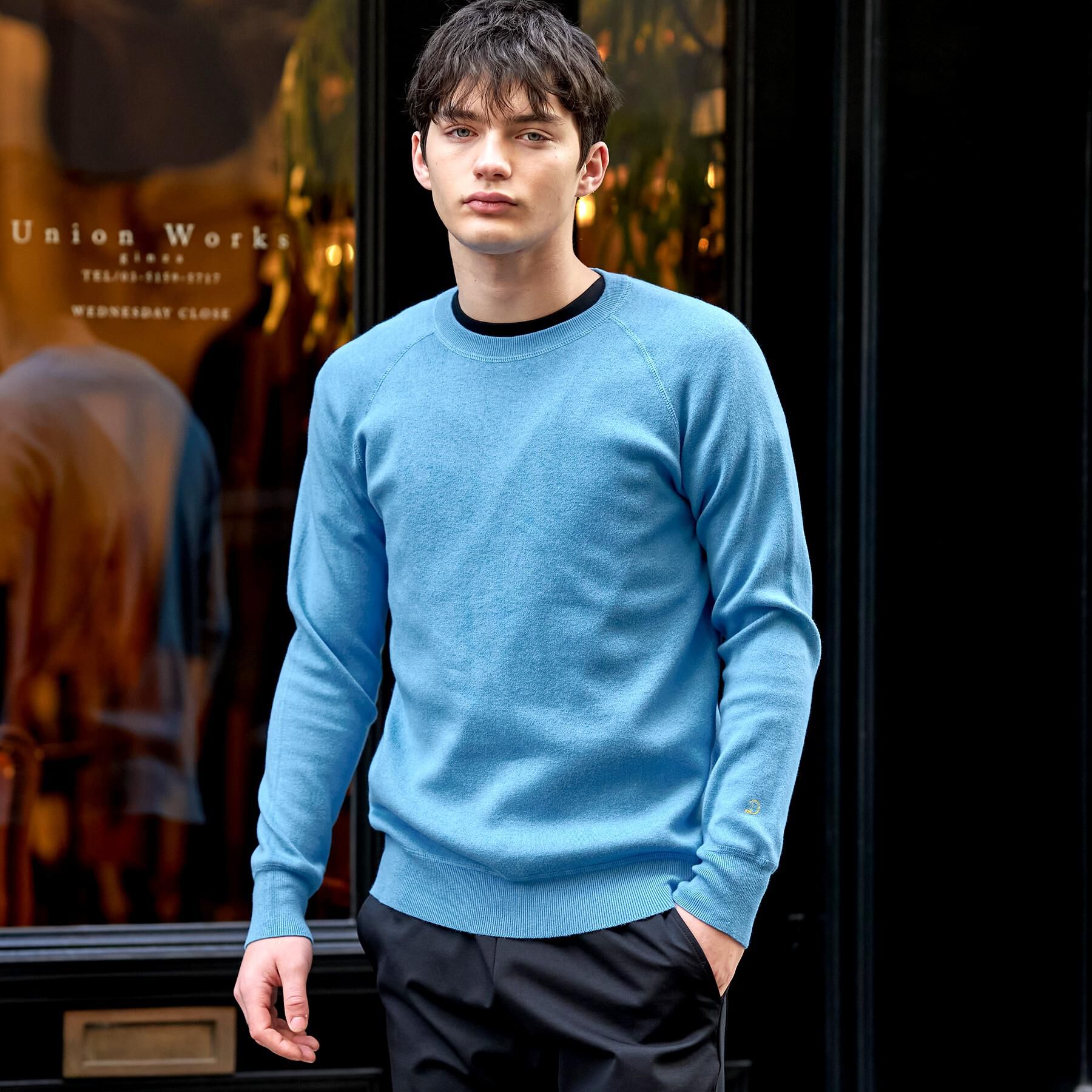 DRESSTERIOR「ウォッシャブル コットンカシミヤスムースニット」|ニット・セーター|サックスブルー(09