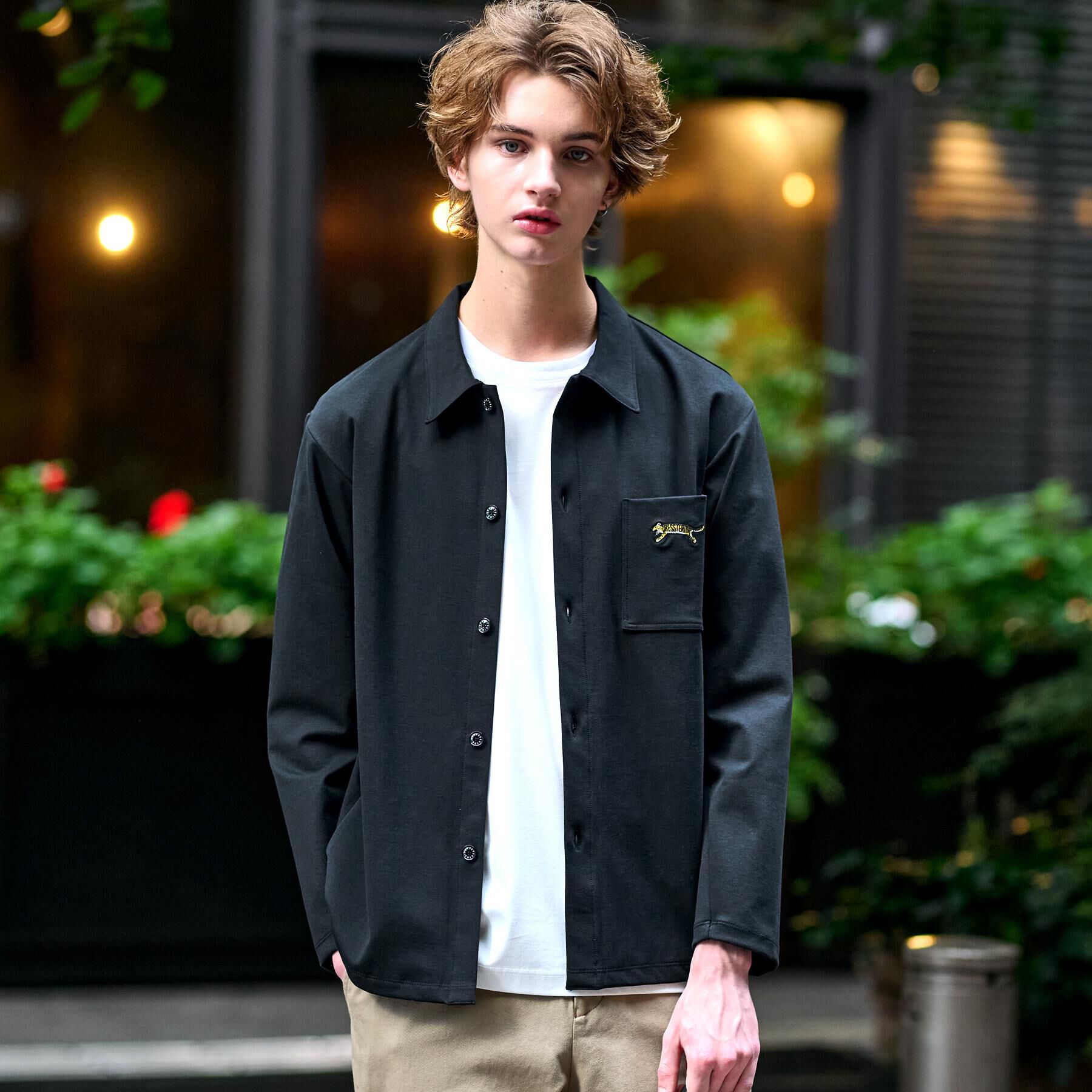 DRESSTERIOR「タイガー刺繍 カットソーシャツ」|シャツ・ブラウス|ブラック(019)