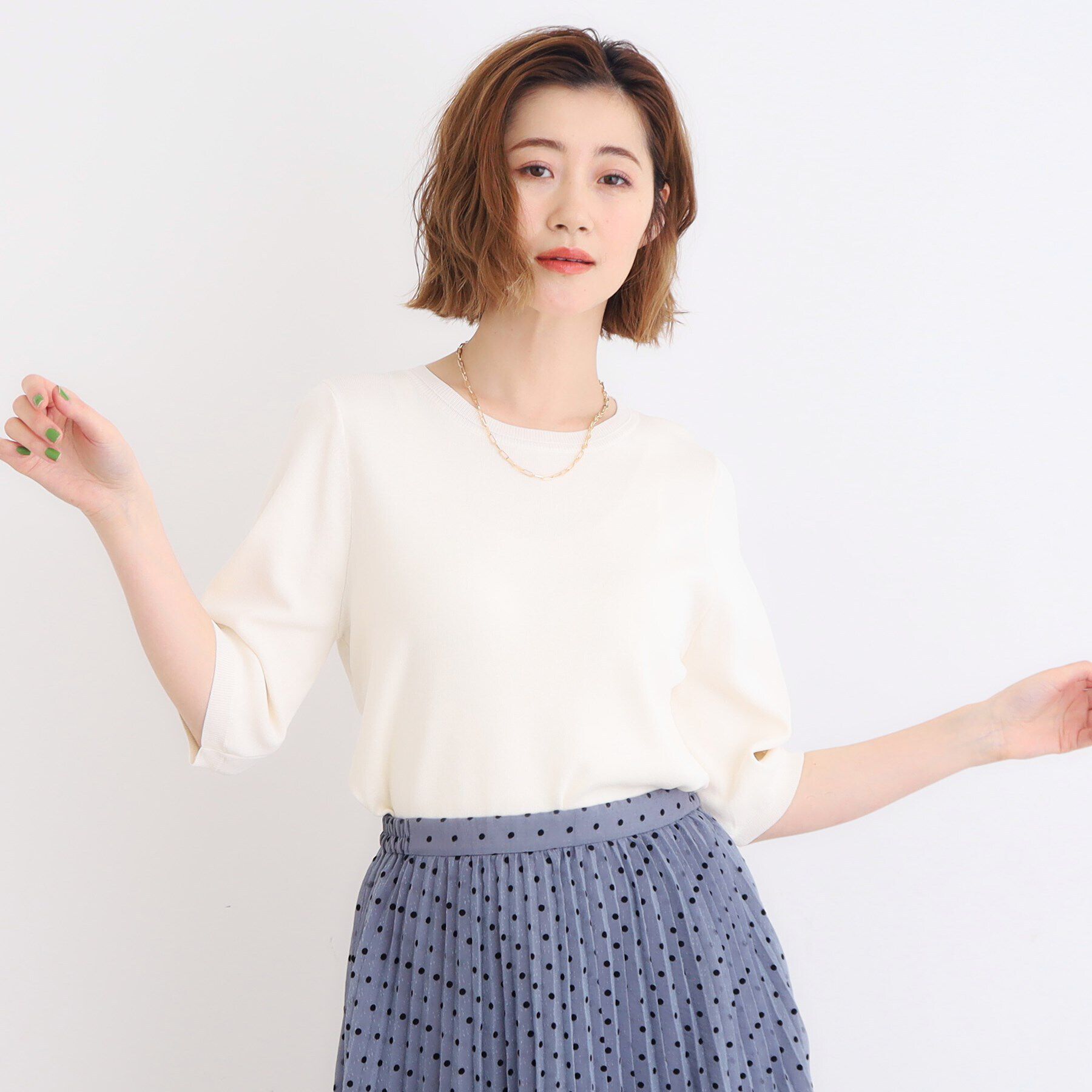 grove「【ひんやり多機能】やわらかドライタッチ五分袖プルオーバー」|ニット・セーター|