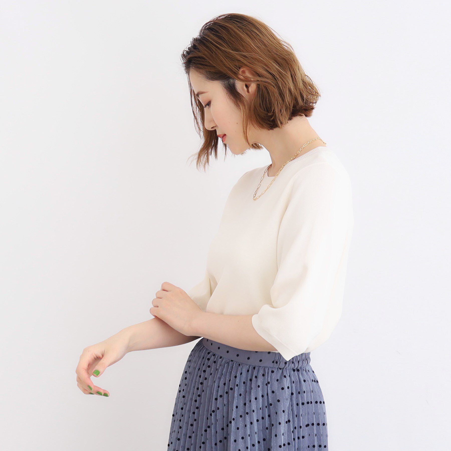 grove「【ひんやり多機能】やわらかドライタッチ五分袖プルオーバー」|ニット・セーター|