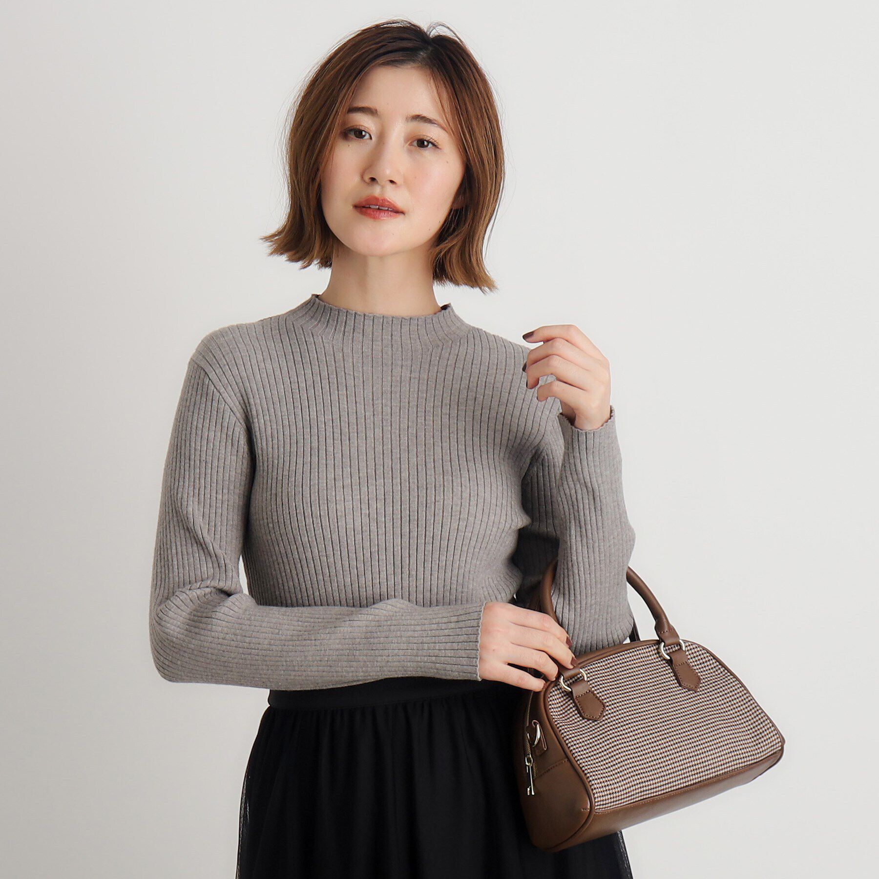 grove「【吸湿発熱／帯電防止】ハイネックリブプルオーバー」|ニット・セーター|