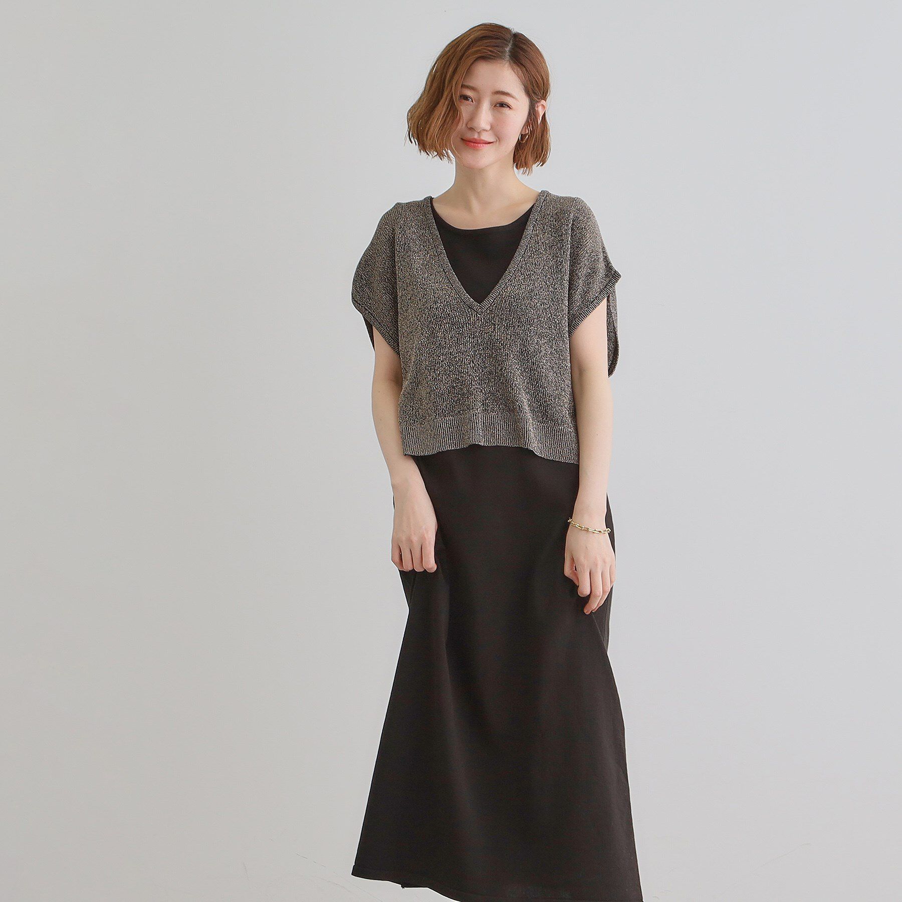 grove「ラメベスト&times;ニットワンピースSET」|ワンピース|