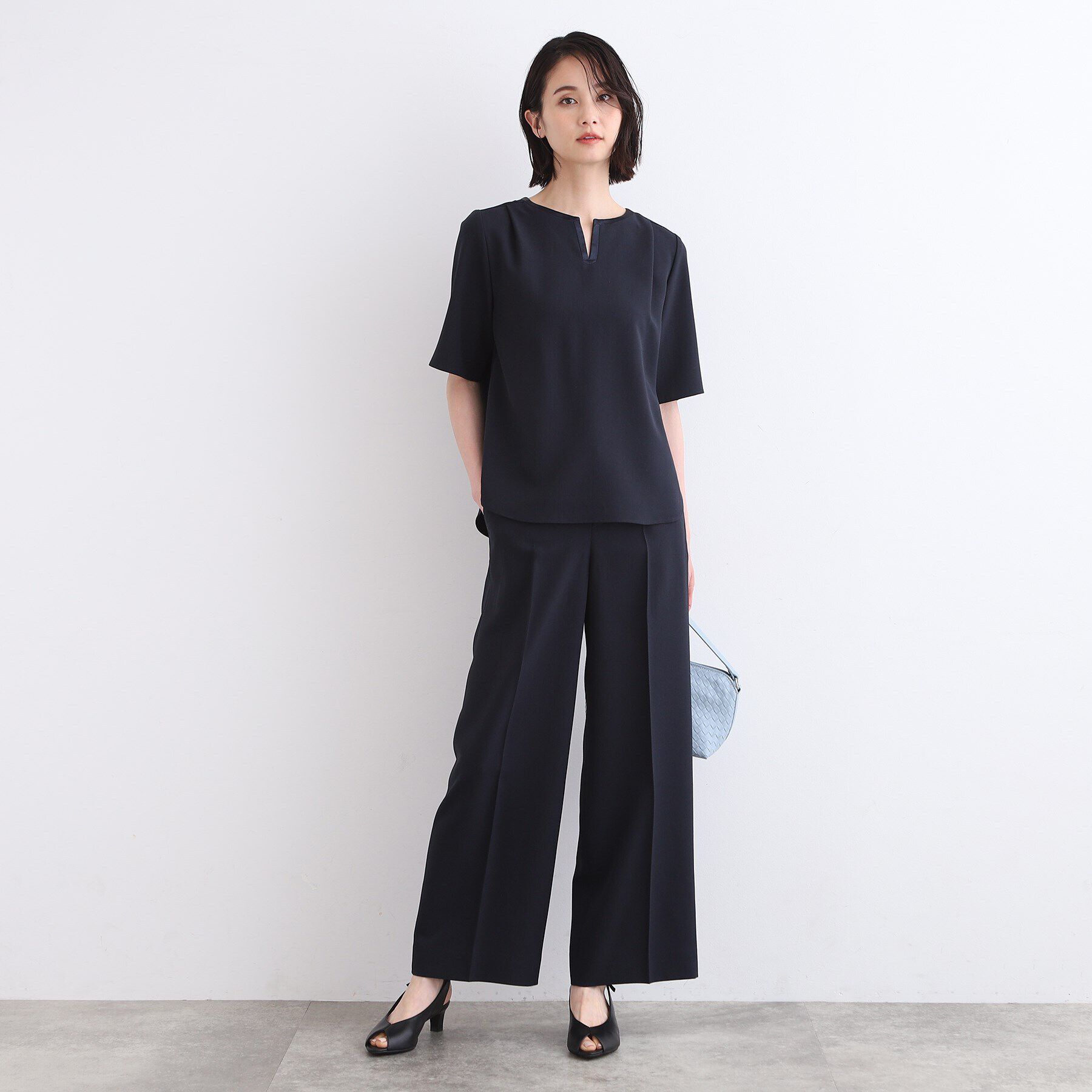 INDIVI「【洗える／UVケア／SETUP可能】ウール調ワイドパンツ」|スーツ|