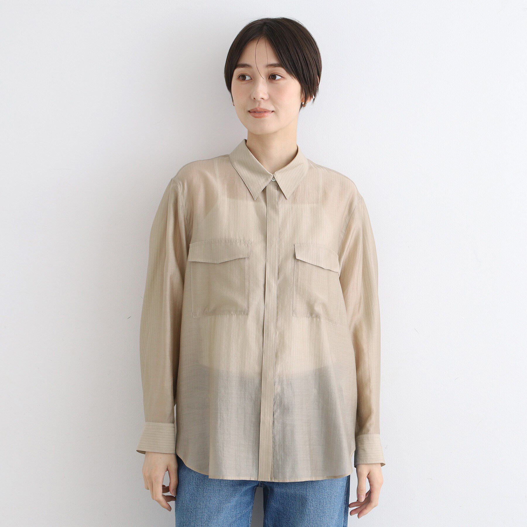 INDIVI「【洗える／シアー】モードストライプブラウス」|シャツ・ブラウス|