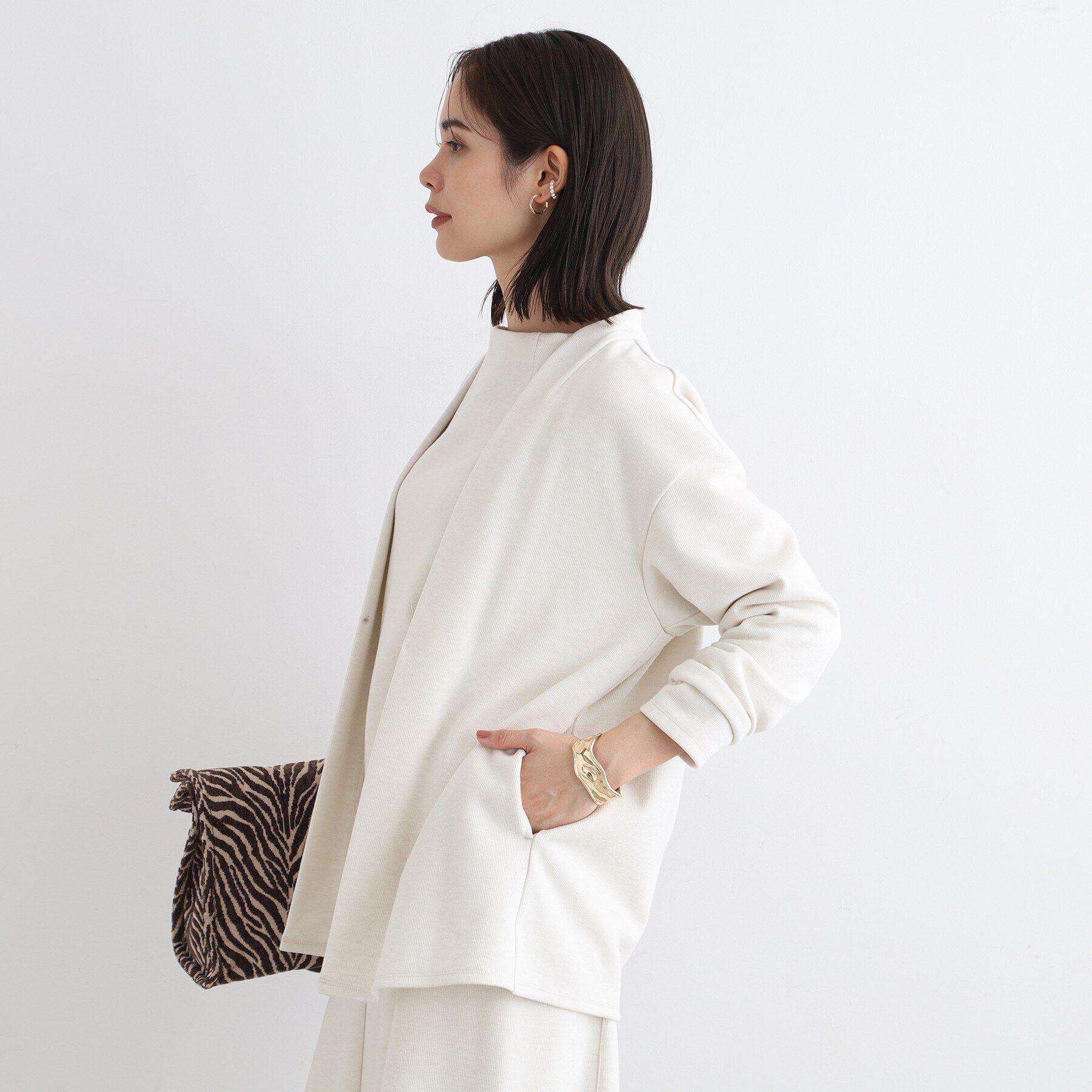 INDIVI「【洗える／UVケア／SETUP可能】ライトジャージカーディガン」|カーディガン|