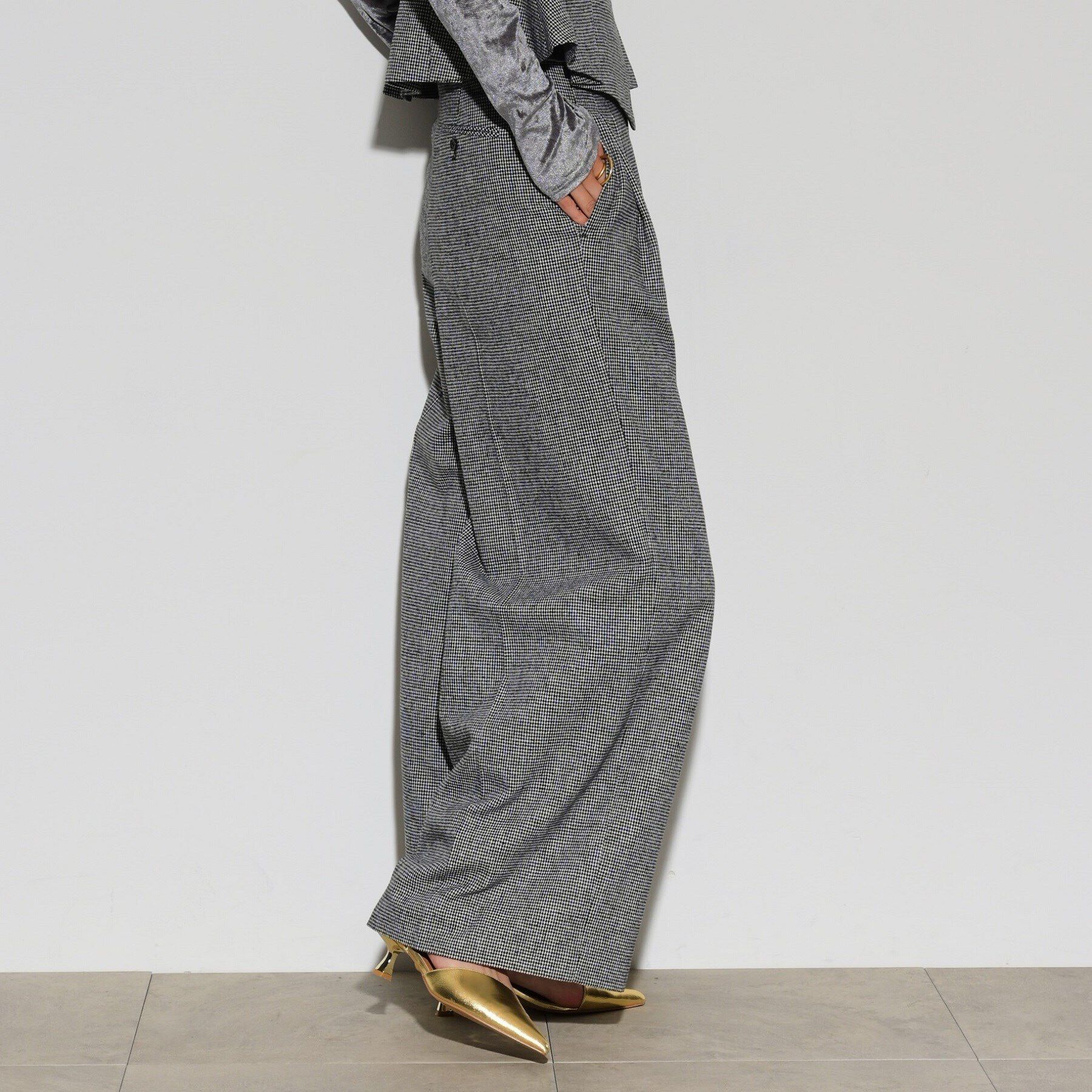 GALLEST「チェックワイドパンツ」|その他|ブラック(419)