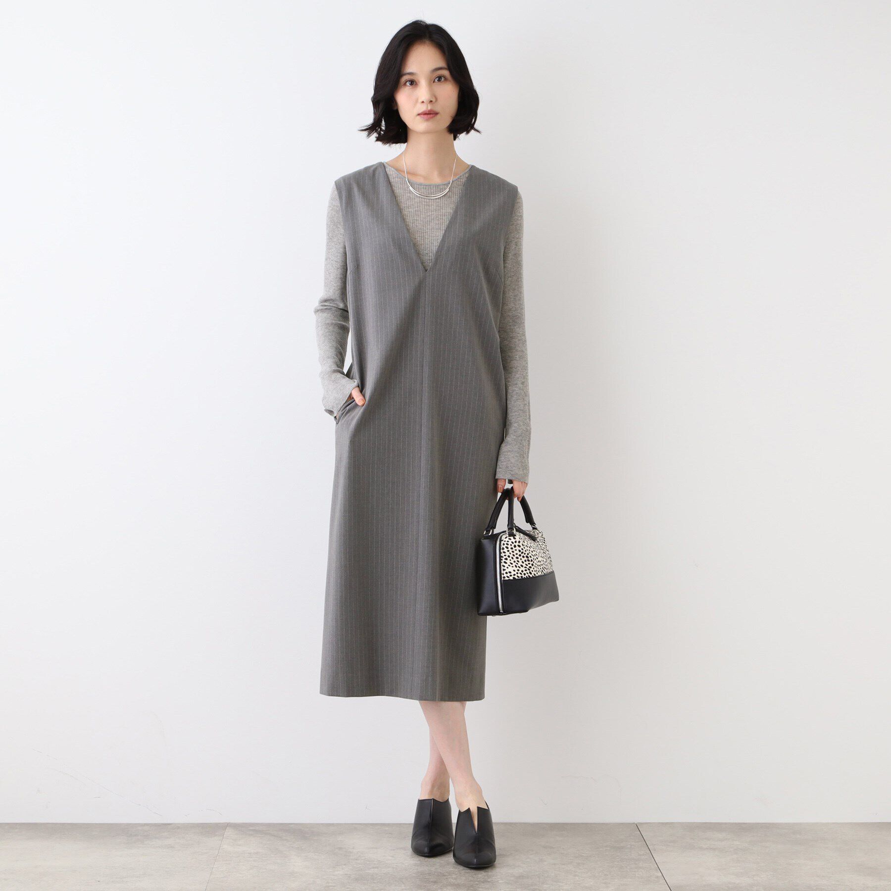 INDIVI「【洗える】ウールライクジャンパースカート」|ワンピース|