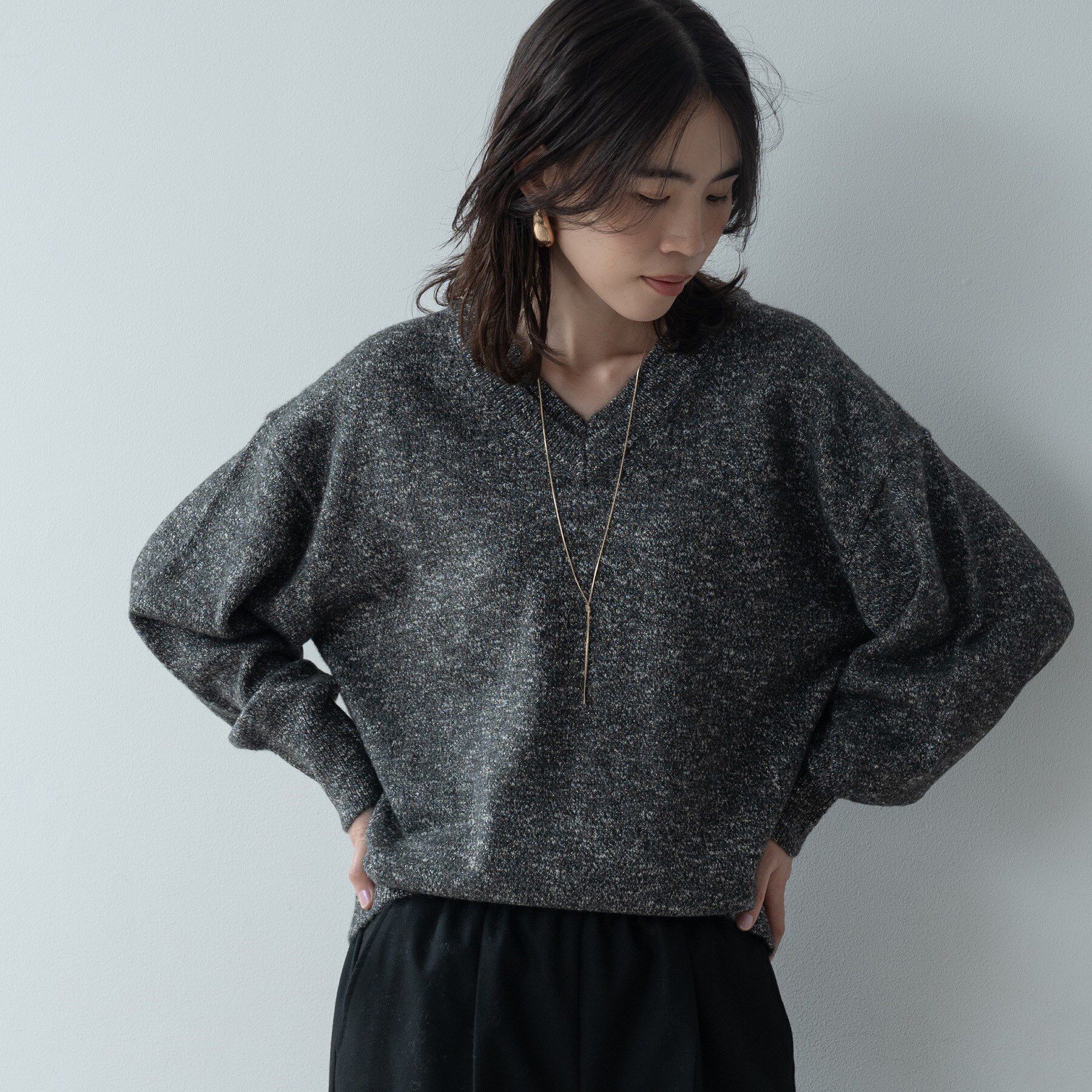 GALLEST「レイヤーネックメランジラメニット」|ニット・セーター|