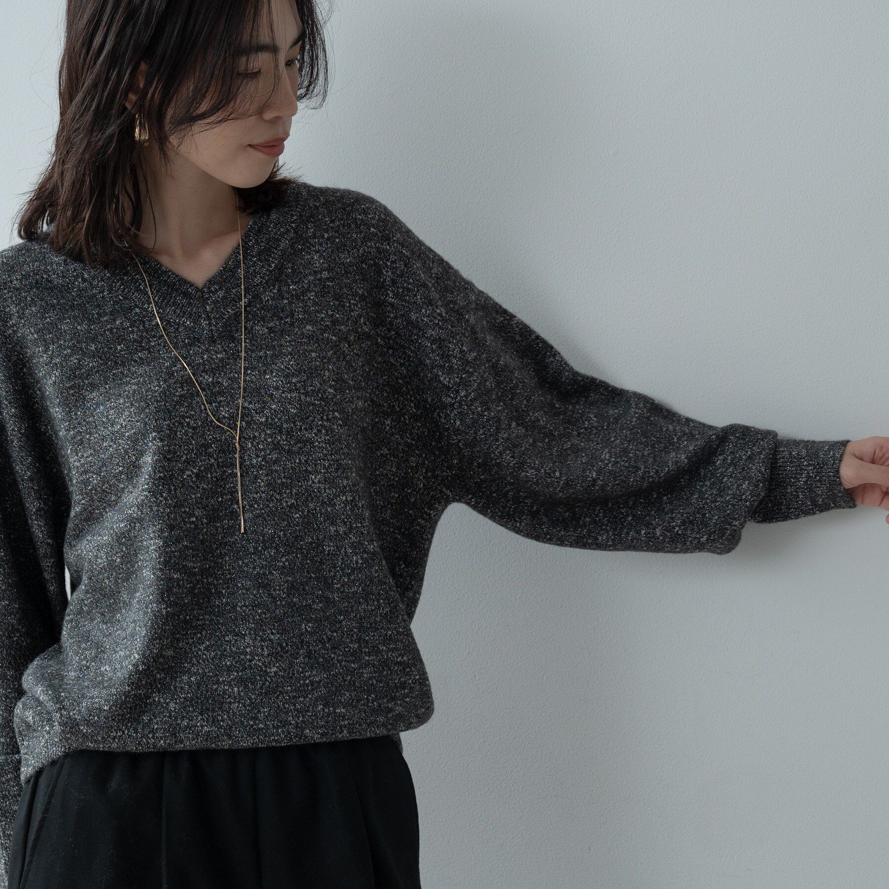 GALLEST「レイヤーネックメランジラメニット」|ニット・セーター|
