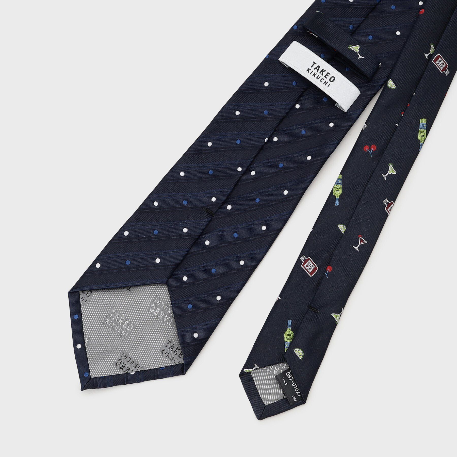 TAKEO KIKUCHI「【お酒柄】ブルーネクタイ＆タイバー BOXセット」|ネクタイ・蝶ネクタイ|