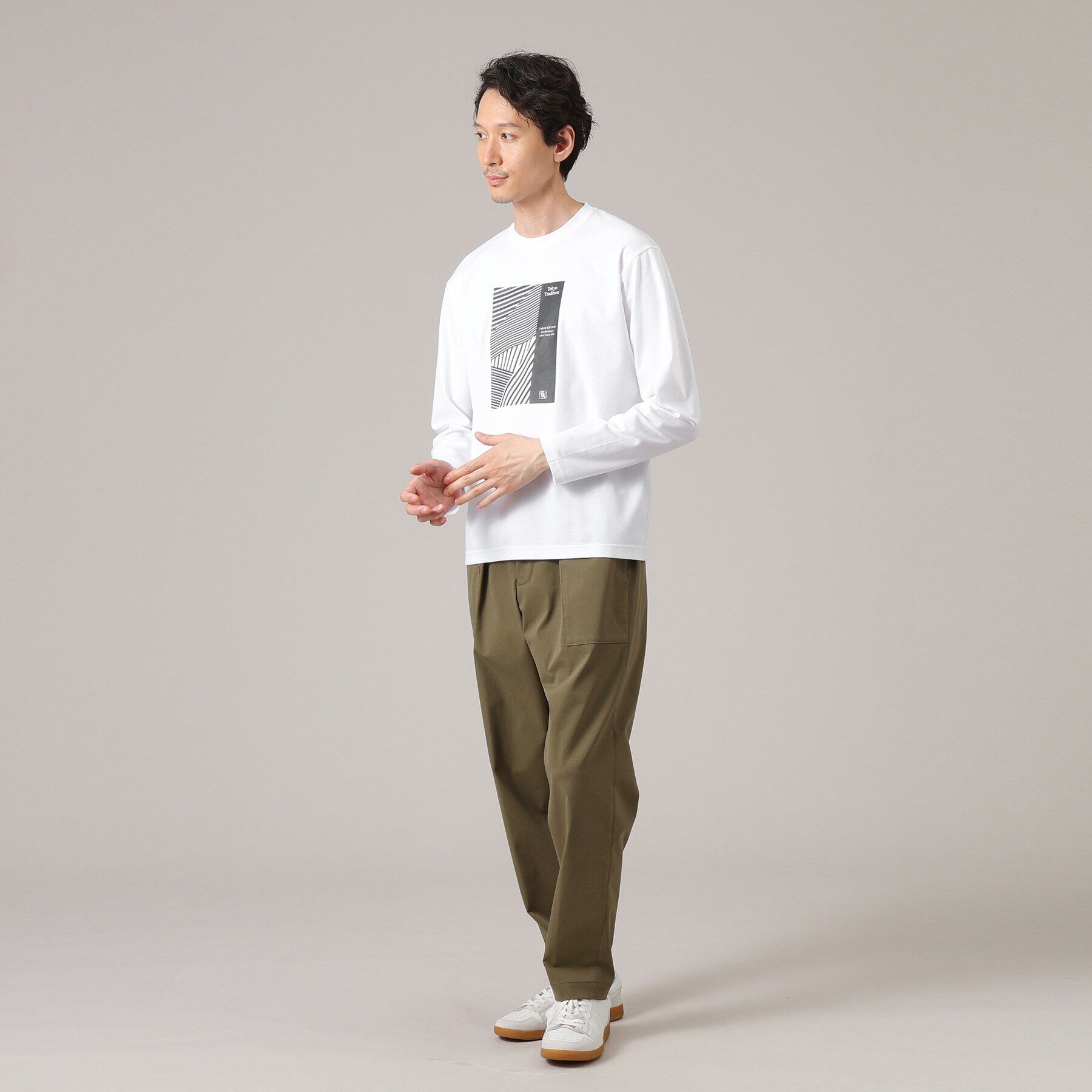 TAKEO KIKUCHI「アーカイブストライプDM長袖ポンチTシャツ」|Tシャツ・カットソー|