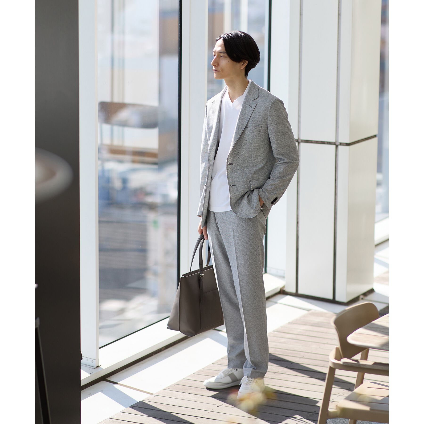 TAKEO KIKUCHI「レザーハンドル シュリンクPU トート」|トートバッグ|