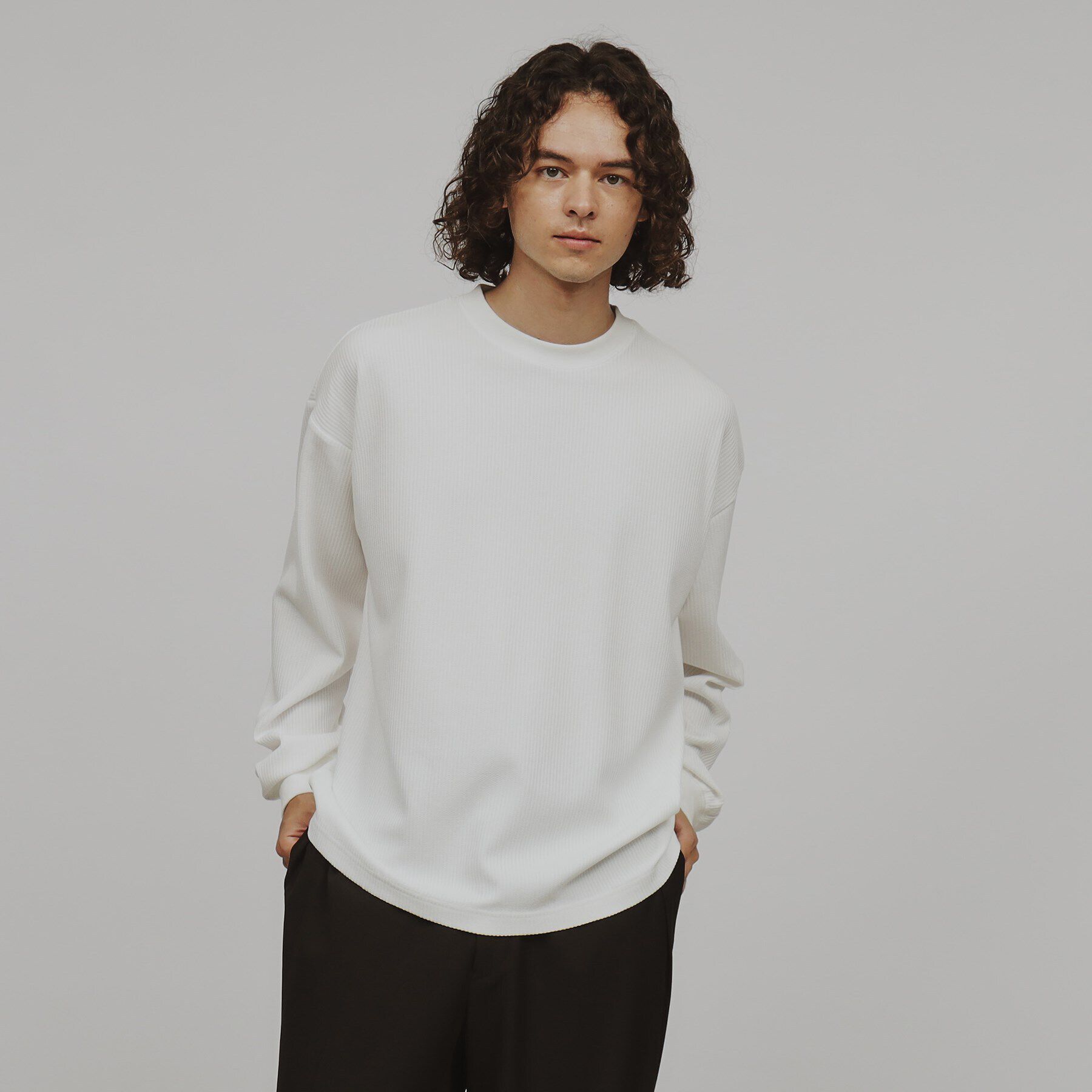 tk.TAKEO KIKUCHI「カラーワッフルオーバーサイズカットソー」|Tシャツ・カットソー|ホワイト(001)