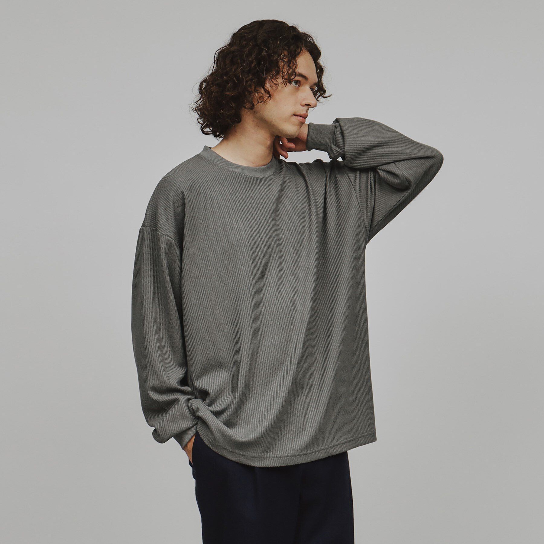 tk.TAKEO KIKUCHI「カラーワッフルオーバーサイズカットソー」|Tシャツ・カットソー|チャコールグレー(0