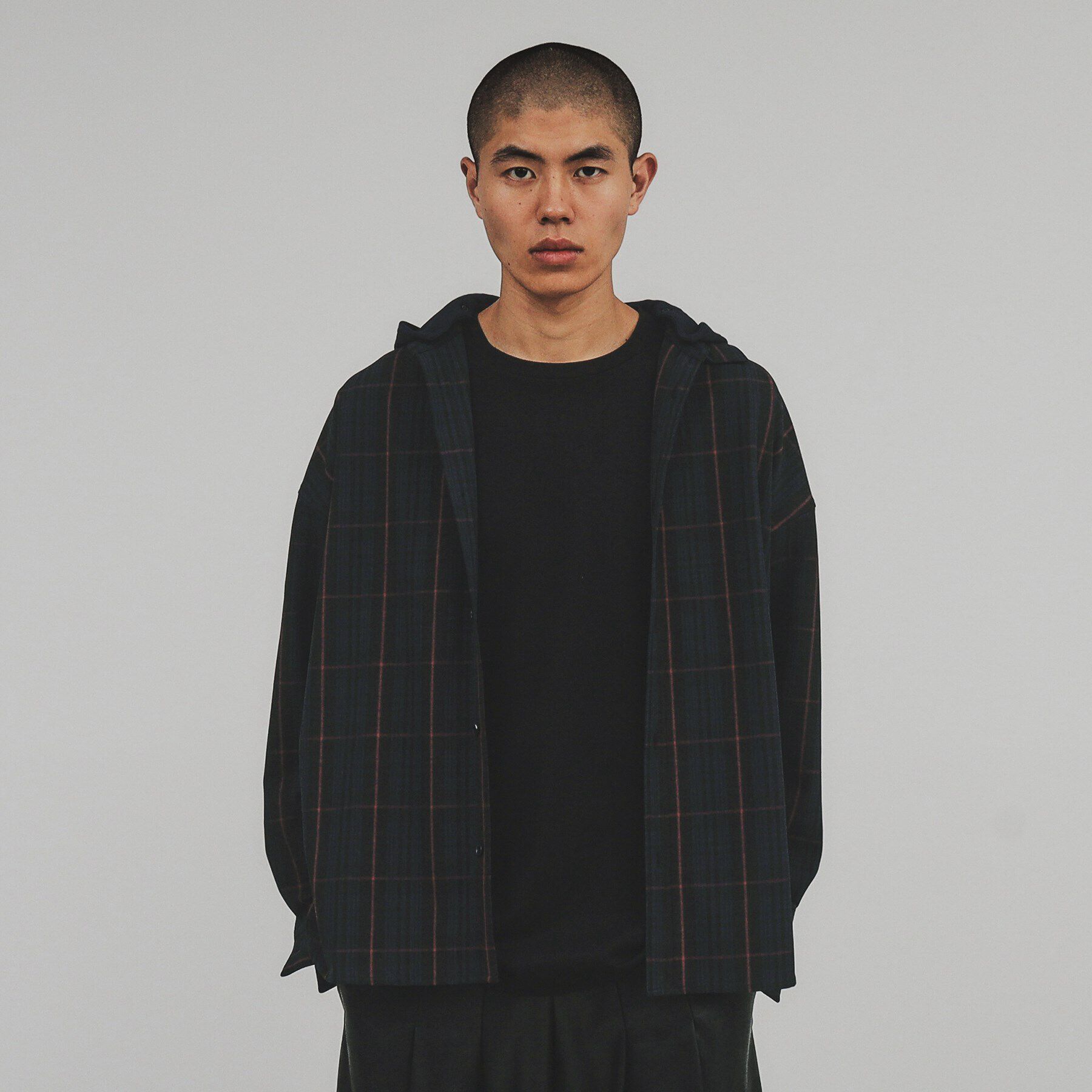 tk.TAKEO KIKUCHI「フードレイヤーチェックシャツ」|シャツ・ブラウス|ネイビー(594)