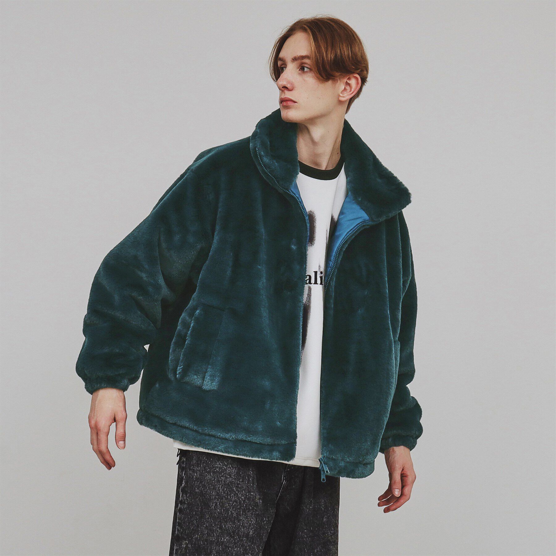 tk.TAKEO KIKUCHI「スタンドフェイクファーブルゾン」|ブルゾン・スタジャン|グリーン(022)