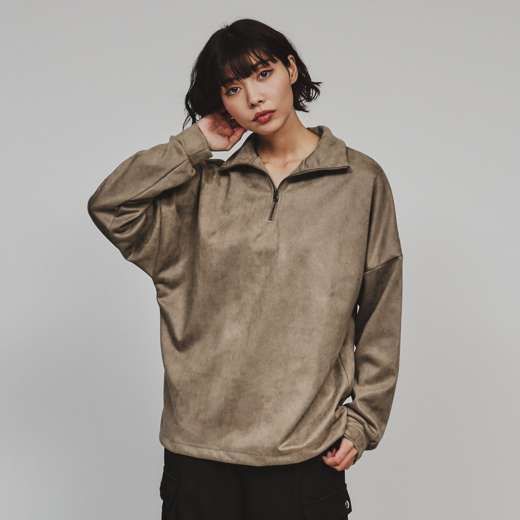 tk.TAKEO KIKUCHI「スエードプチドルマンハーフジップカットソー」|Tシャツ・カットソー|