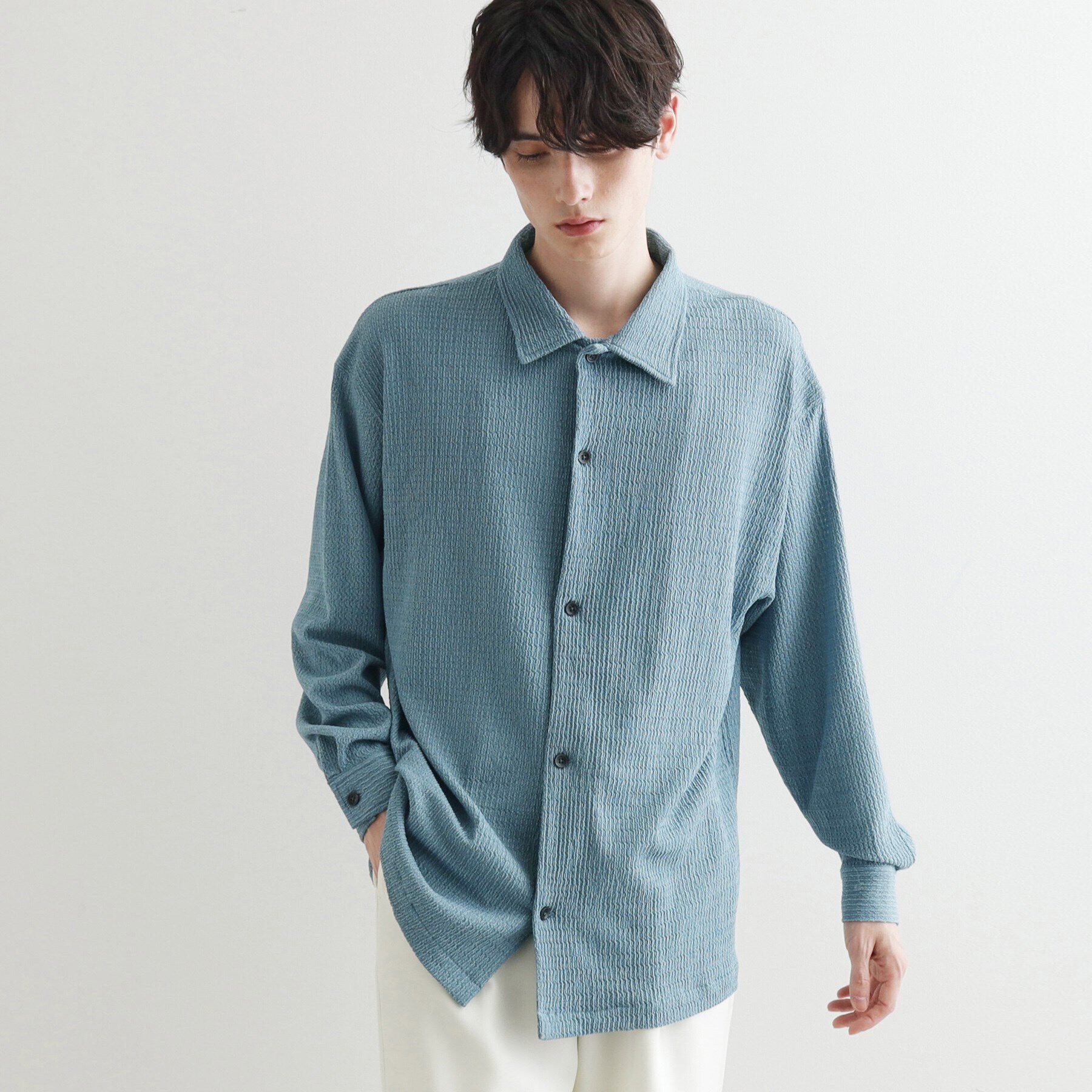 tk.TAKEO KIKUCHI「カット楊柳シャツ」|シャツ・ブラウス|ブルー(091)
