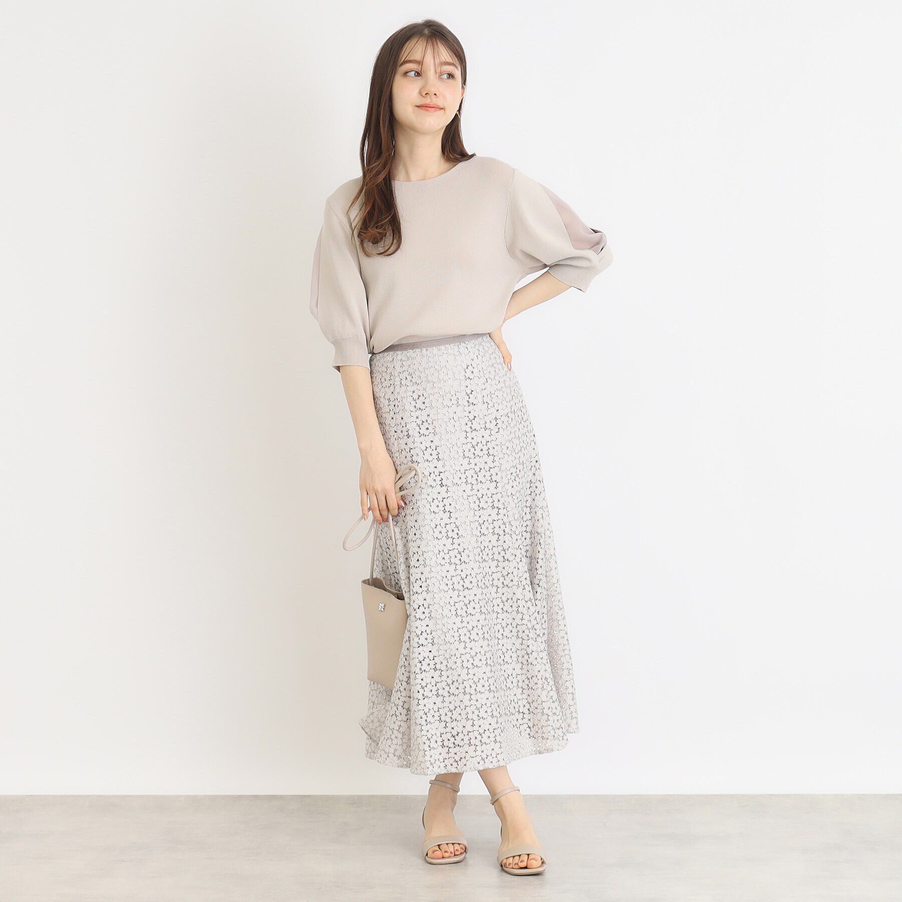 index「クールタッチデザインスリーブニット【洗濯機洗い可/抗ピル/接触冷感】」|ニット・セーター|