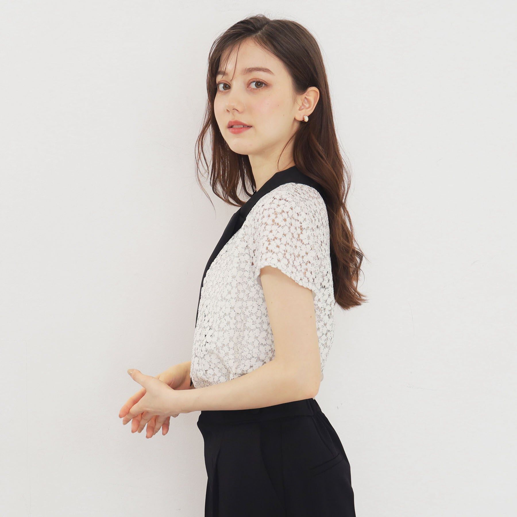 index「ミニフラワーレースボウタイブラウス【洗濯機洗い可/イージーアイロン】」|シャツ・ブラウス|