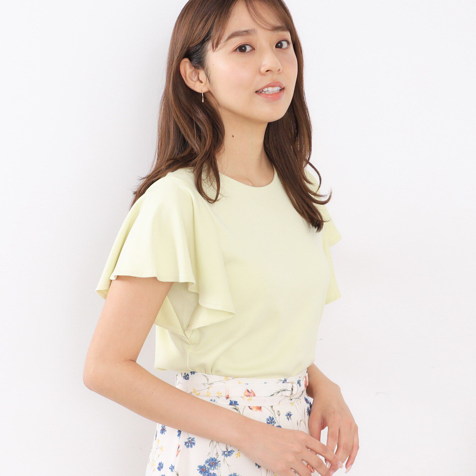 index「UV フレアースリーブトップス【接触冷感/洗濯機洗い可】」|Tシャツ・カットソー|ライトイエロー(03