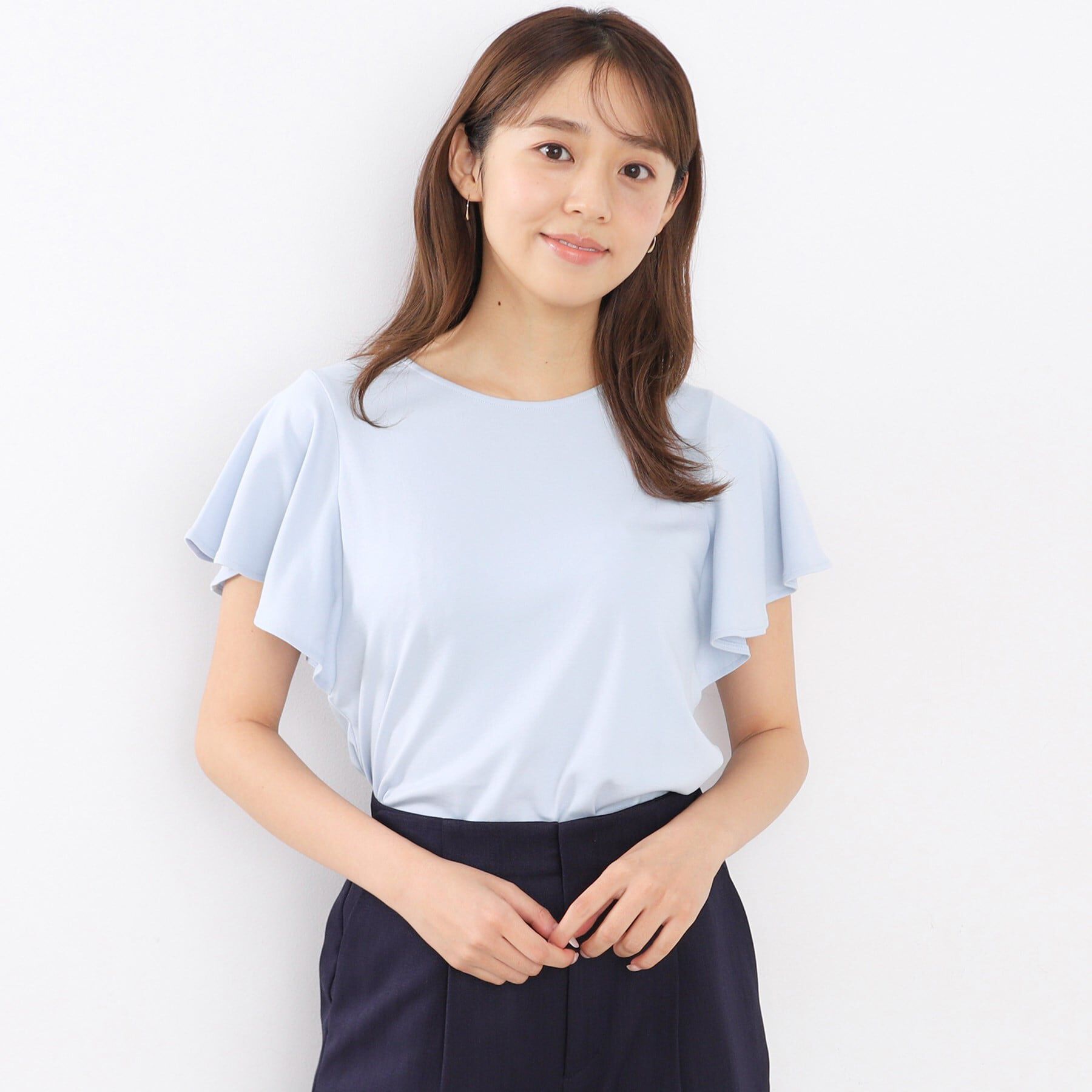 index「UV フレアースリーブトップス【接触冷感/洗濯機洗い可】」|Tシャツ・カットソー|サックスブルー(89