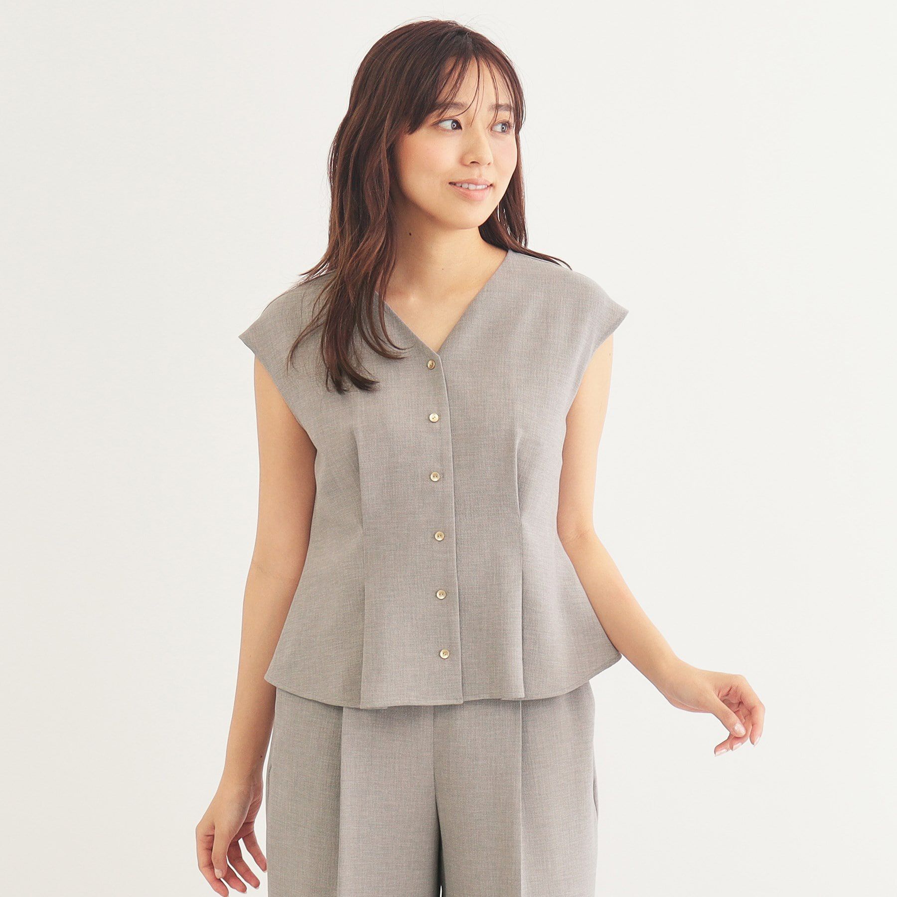 index「《美人百花掲載》リネンタッチ フレンチリボンブラウス/セットアップ対応【洗濯機洗い可/イージーアイロ」|シャツ・ブラウス|