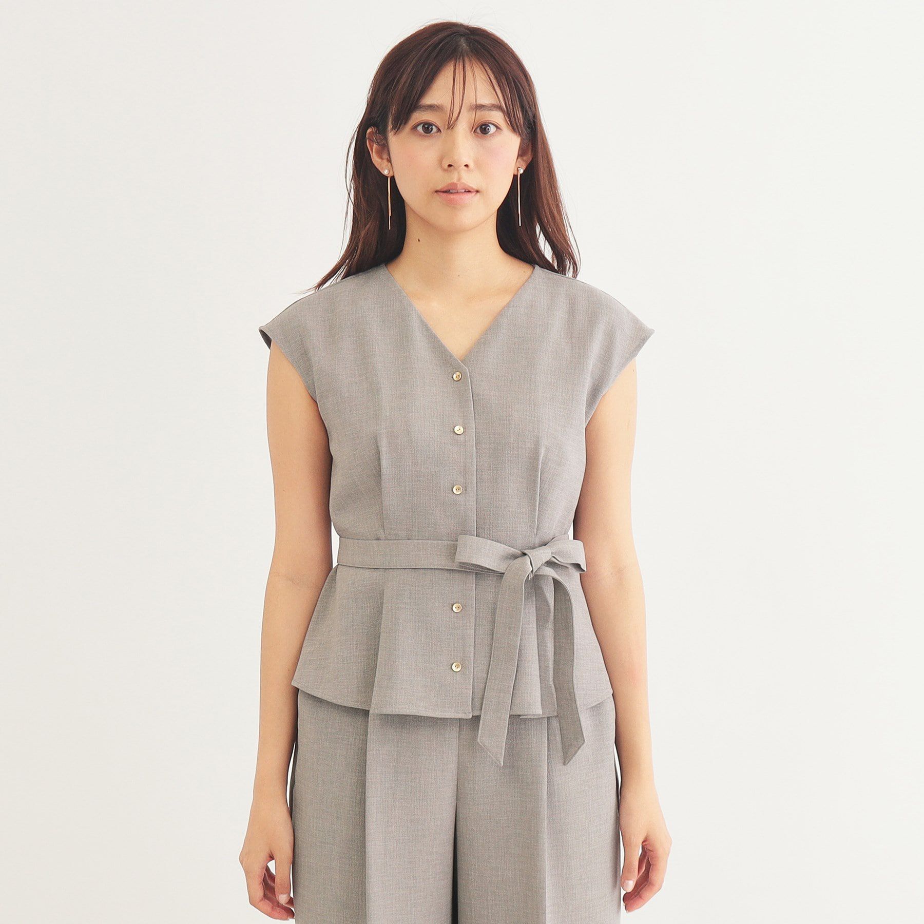 index「《美人百花掲載》リネンタッチ フレンチリボンブラウス/セットアップ対応【洗濯機洗い可/イージーアイロ」|シャツ・ブラウス|