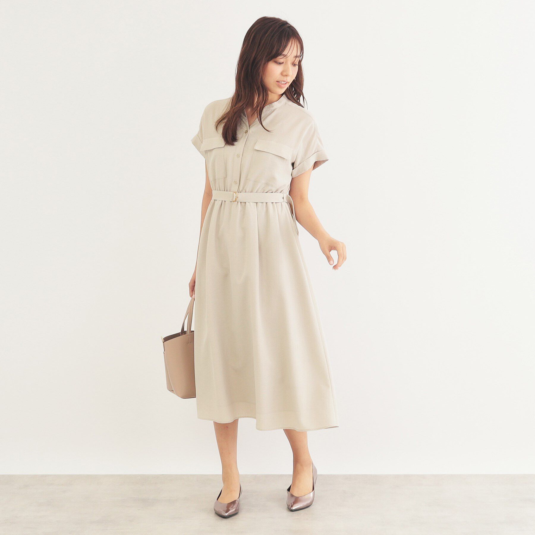 index「《6color/S-LLsize》ダブルポケットシャツワンピース【吸水速乾/防シワ/抗ピル/洗濯機洗」|ワンピース|