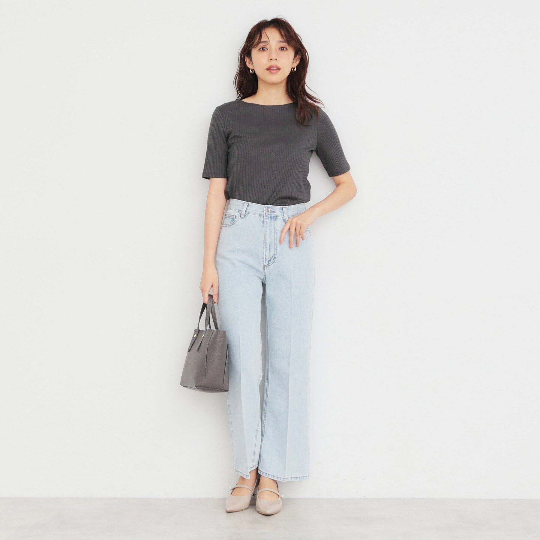 index「《5color/S-LLsize》ワイドリブボートネックトップス【洗濯機洗い可/接触冷感】」|Tシャツ・カットソー|