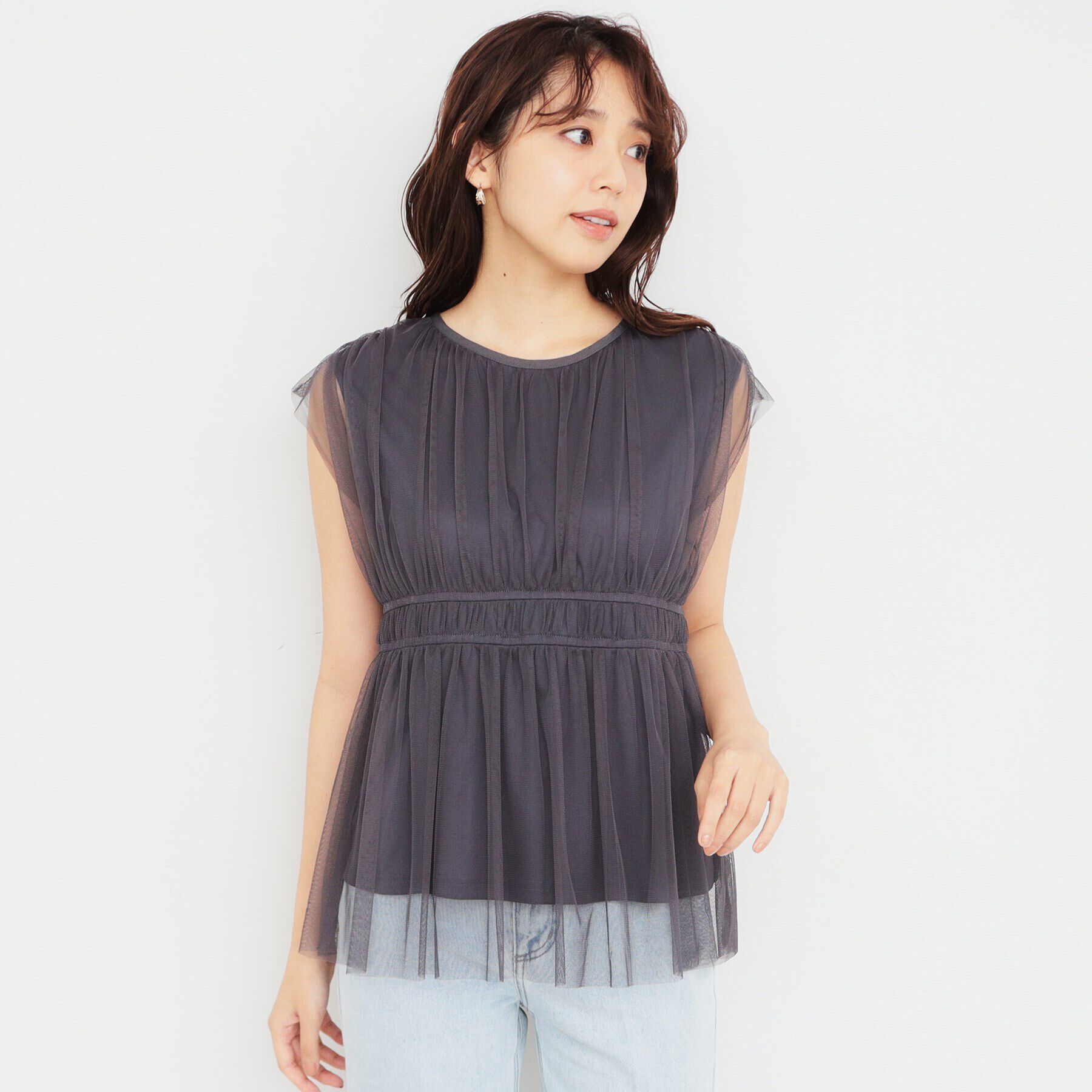 index「《美人百花掲載》チュールペプラムブラウス【洗濯機洗い可】」|シャツ・ブラウス|